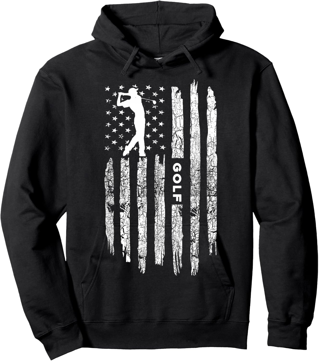 American Flag Golf Clothing - Golfer Vintage Golf Small Hoodie - Hoodie | Black