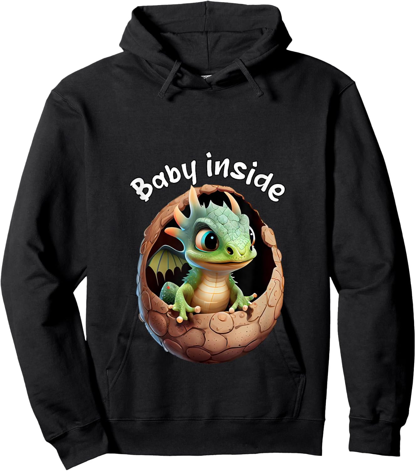 Baby Inside. Baby cute Dragon In Eggshell. Funny Baby Hoodie - Hoodie | Black