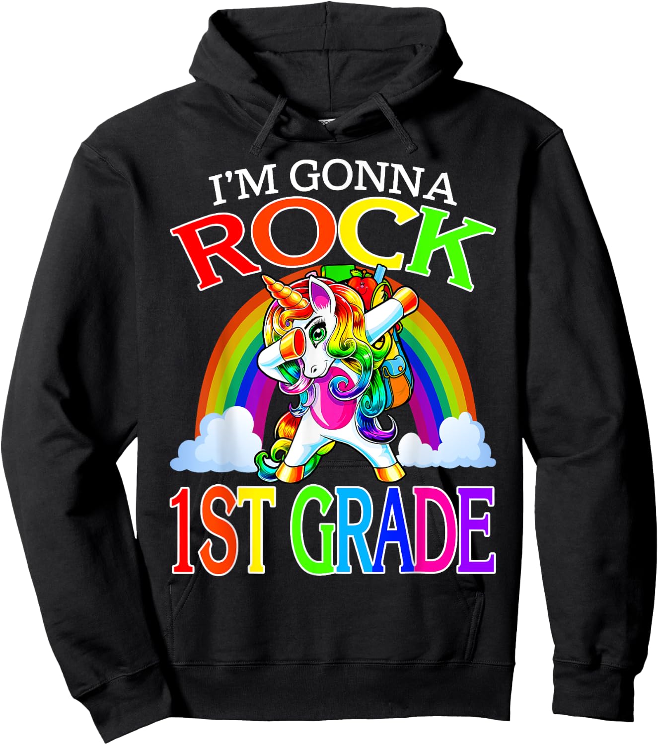 I'm Gonna Rock 1st Grade Unicorn Rainbow Back To School Hoodie - Hoodie | Black