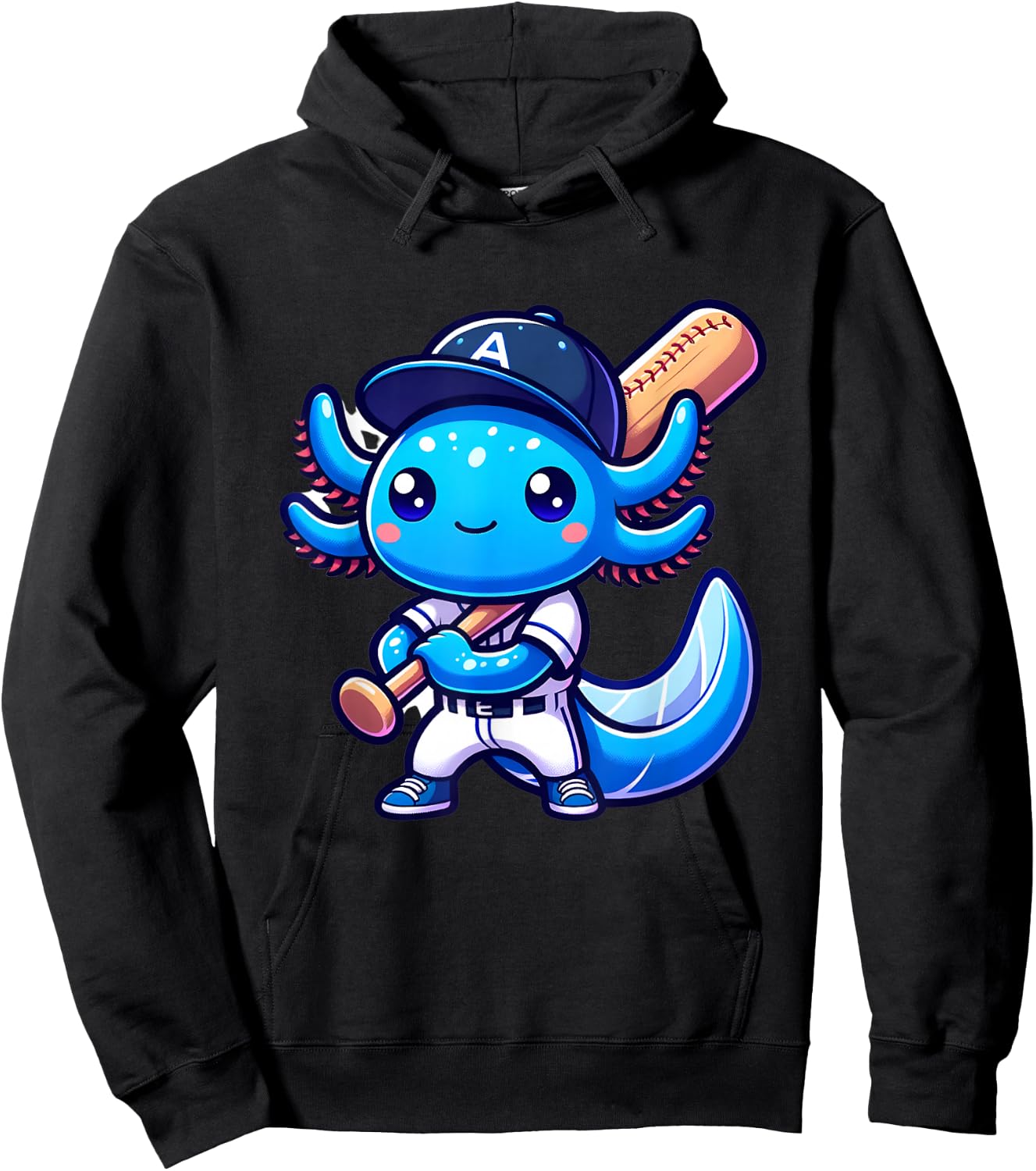 Funny axolotl baseball player catcher boys girls Hoodie - Hoodie | Black