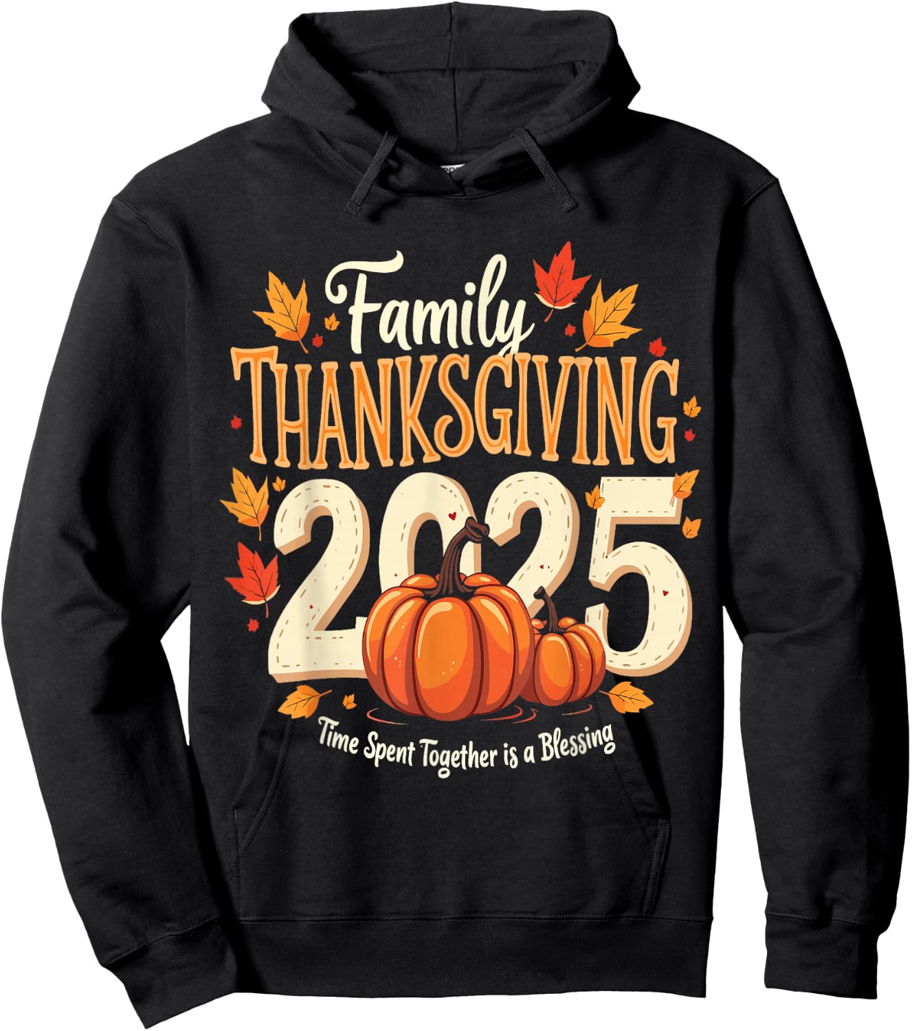 Family Thanksgiving 2025 Crew Pumpkin Turkey Group Matching Hoodie - Hoodie | Black