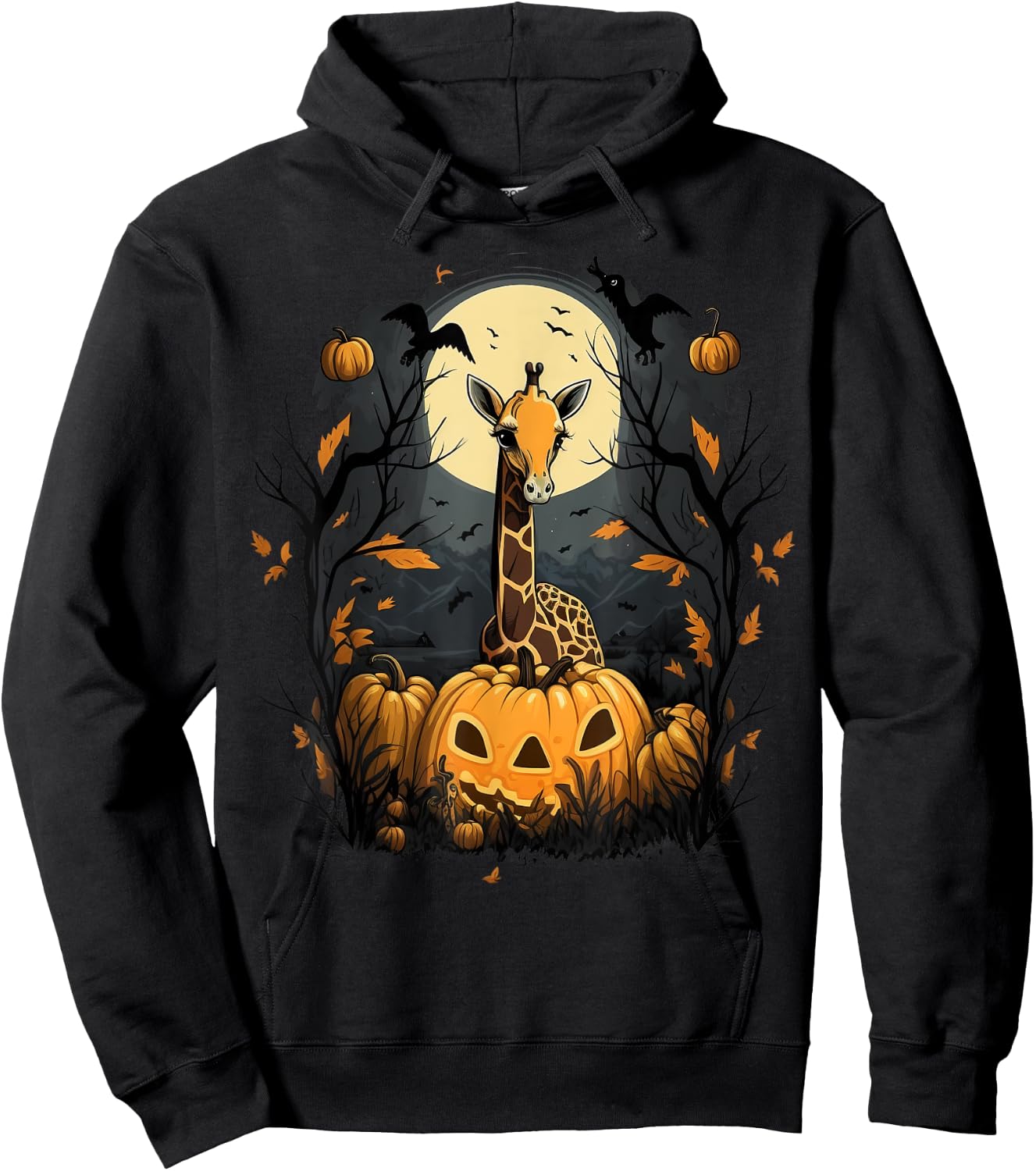 Pumpkin Giraffe Costume on Giraffe Halloween Hoodie - Hoodie | Black