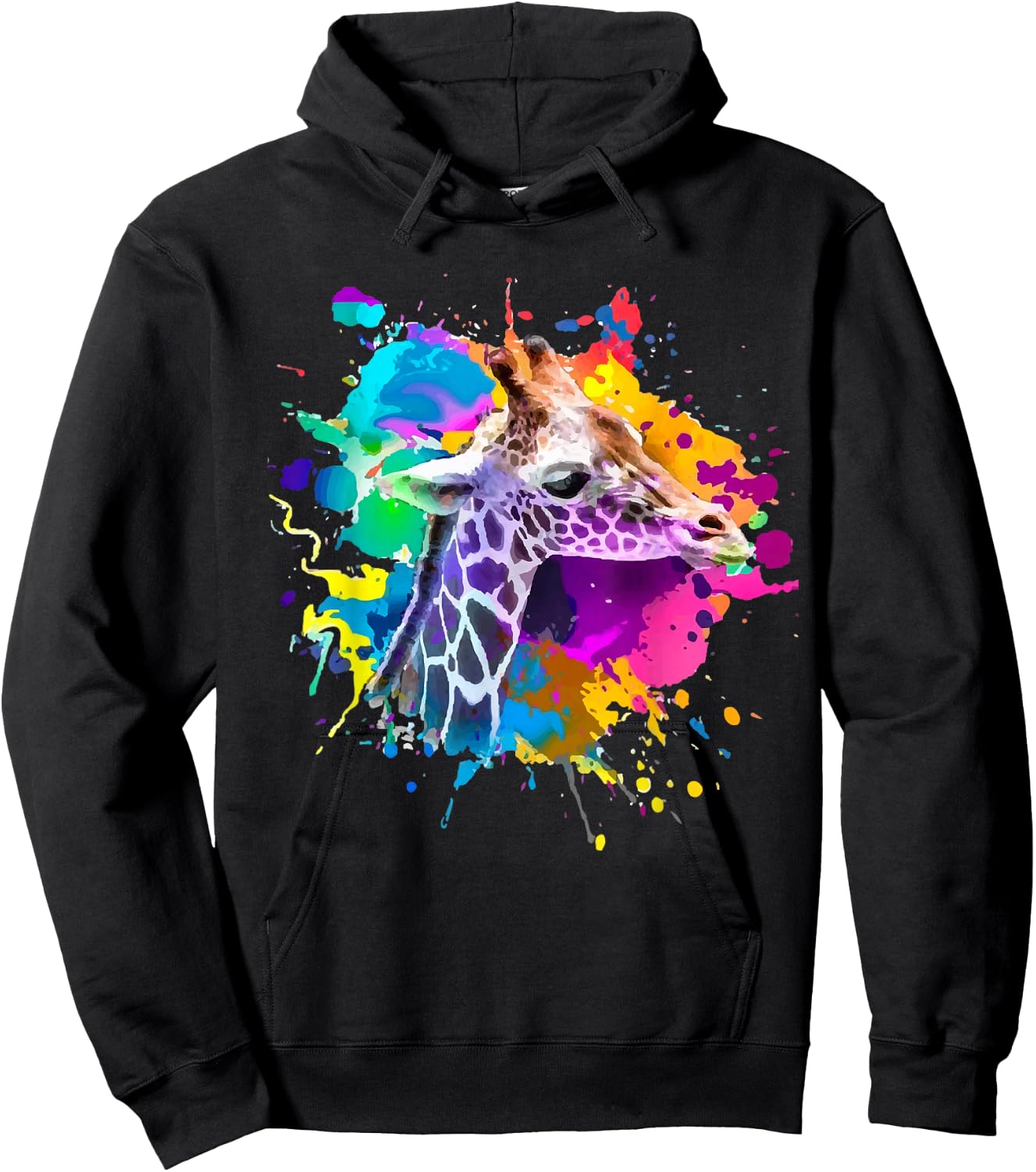 Colorful Giraffe Graphic Cute Giraffe cool Animal lover Hoodie - Hoodie | Black