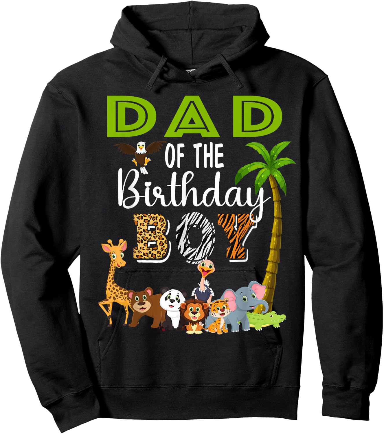 Dad of The Birthday Boy Wild Zoo Theme Safari Party Hoodie - Hoodie | Black
