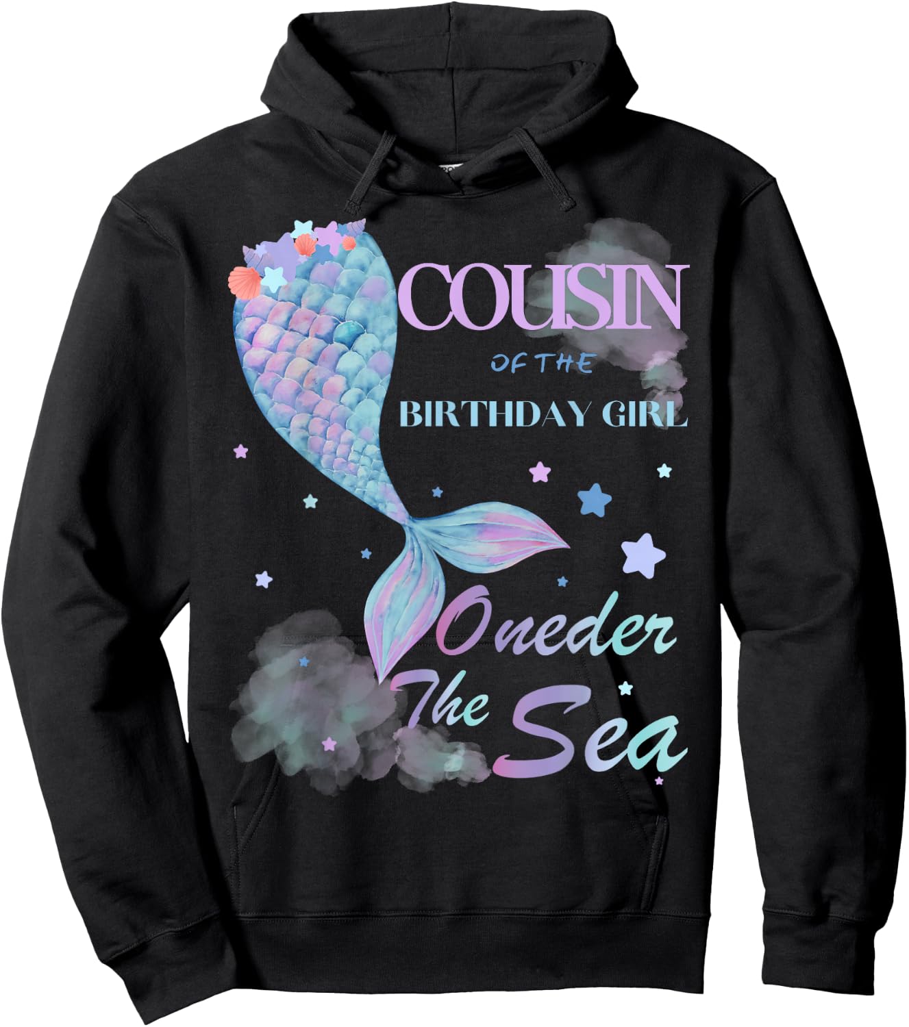Cousin 1st Birthday Mermaid Oneder The Sea Family Matching Hoodie - Hoodie | Black