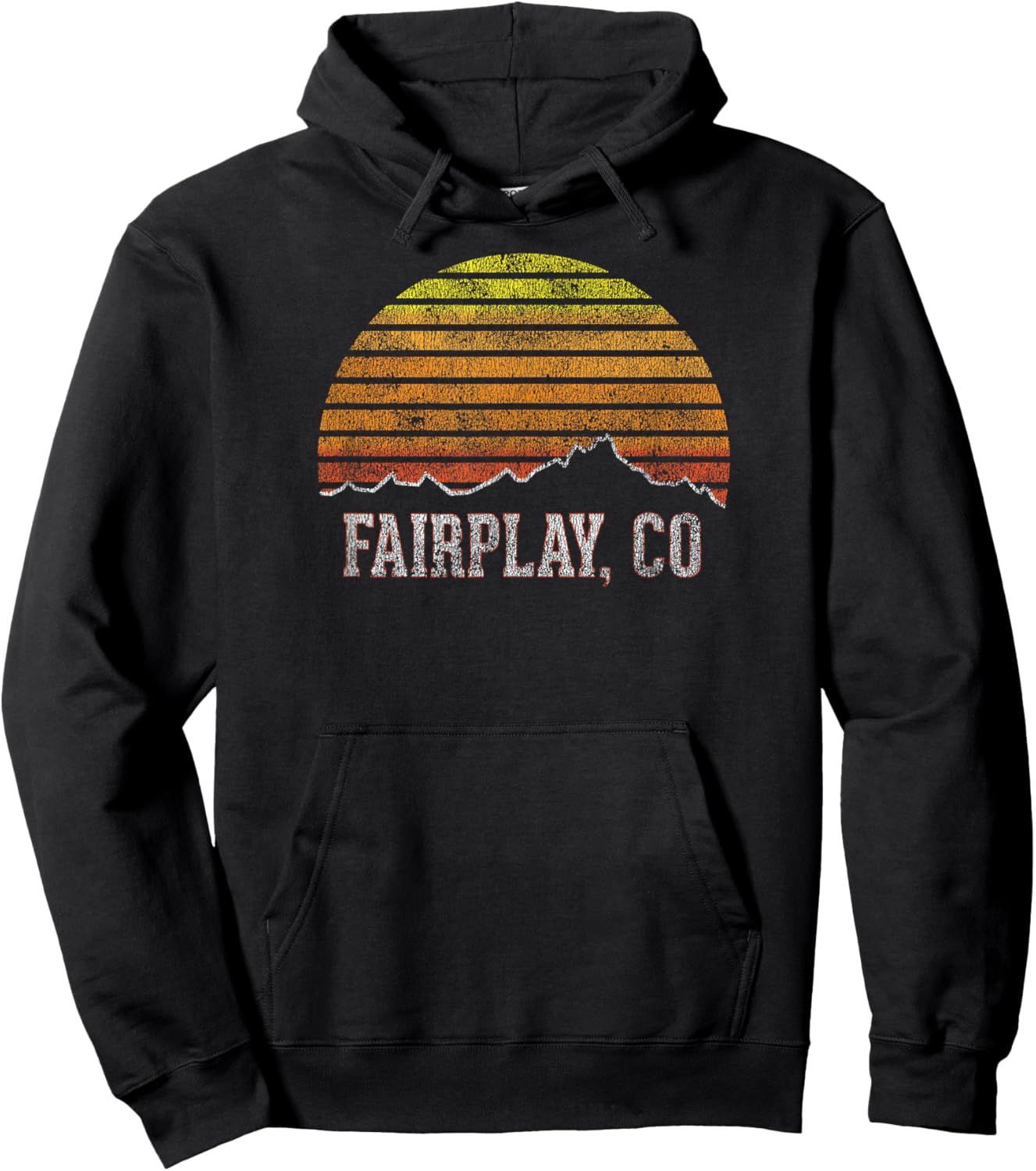 Retro Fairplay Colorado Mountain Sunset Winter Hoodie - Hoodie | Black