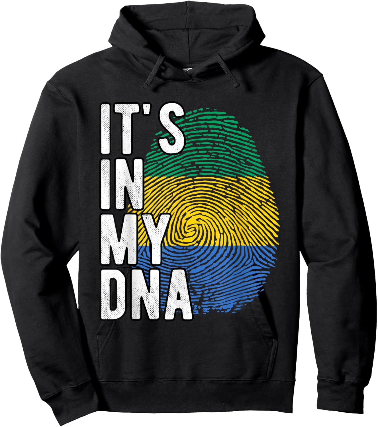 Funny it's in my DNA Gabon flag Fingerprint Hoodie - Hoodie | Black