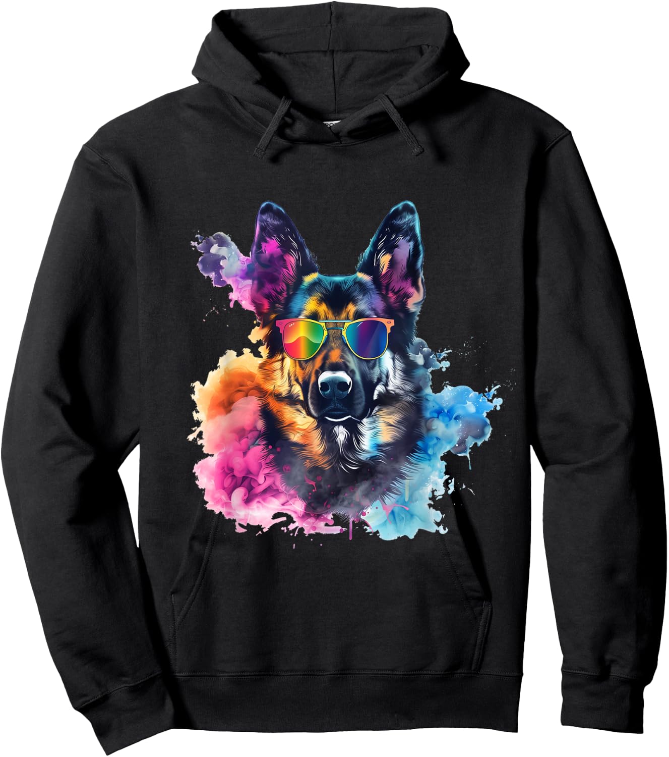 Vibrant German Shepherd Coolness Hoodie - Hoodie | Black