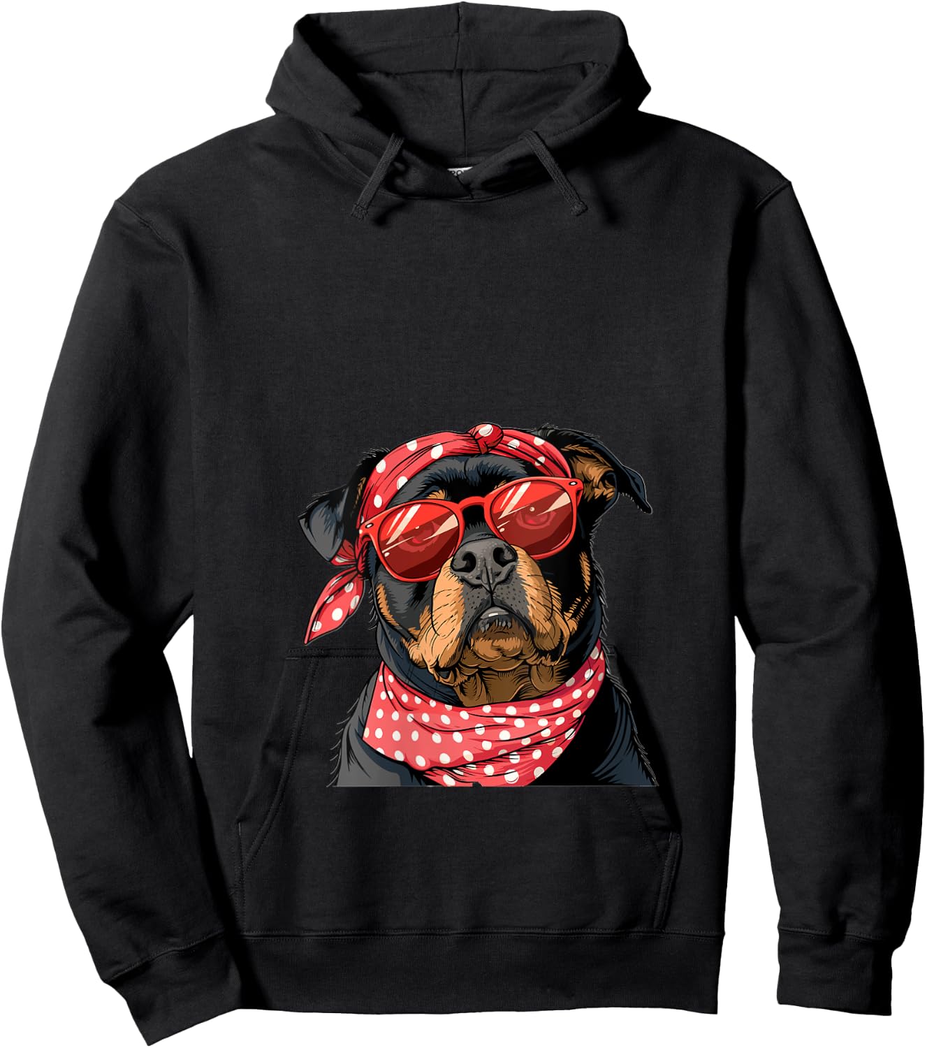 Rottweiler Rottie Dog Mom Bandana Mothers Day Graphic V-Neck Hoodie - Hoodie | Black