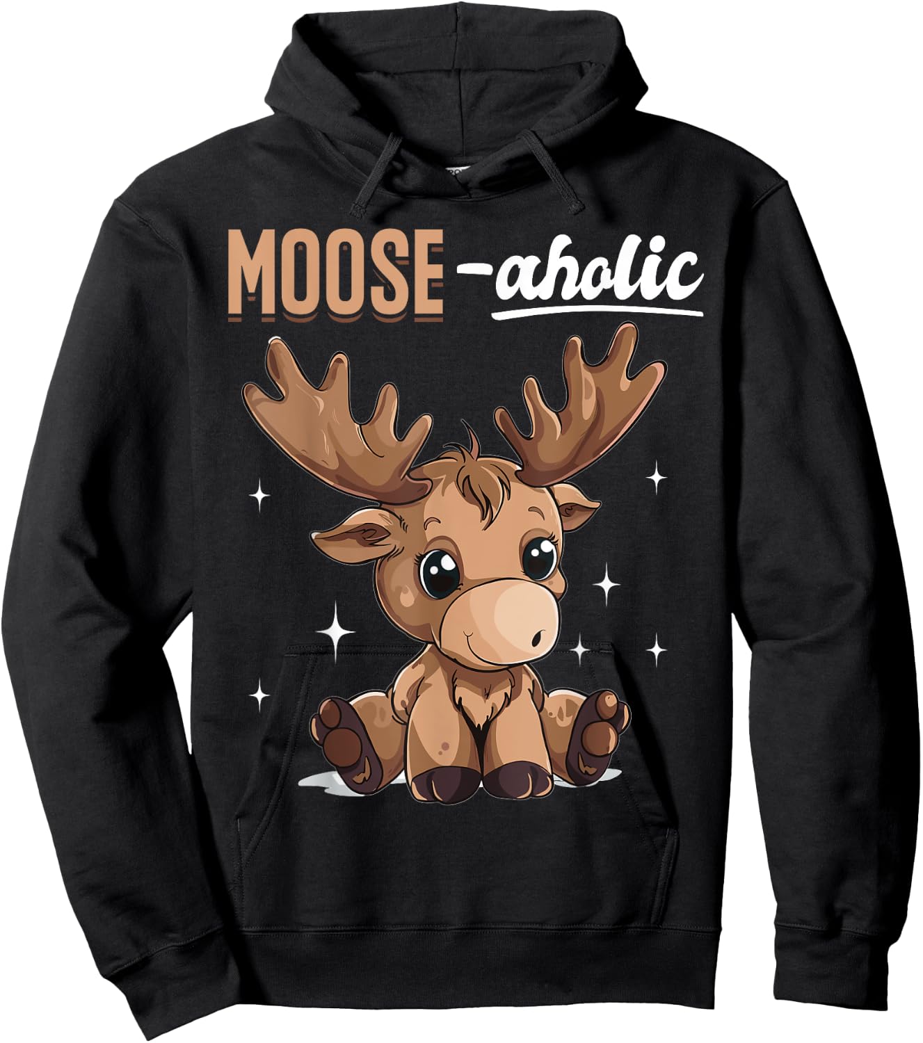 Funny Moose Animal Moose-aholic Hoodie - Hoodie | Black