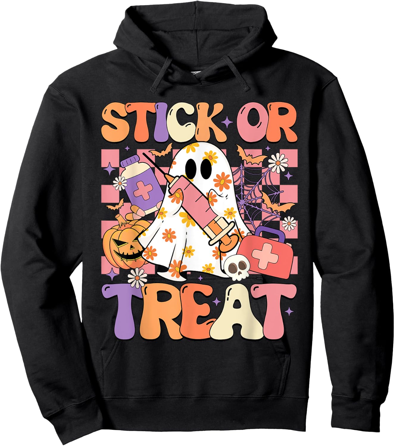 Stick Or Treat Phlebotomy Tech Syringe Trick Or Treat Day Hoodie - Hoodie | Black