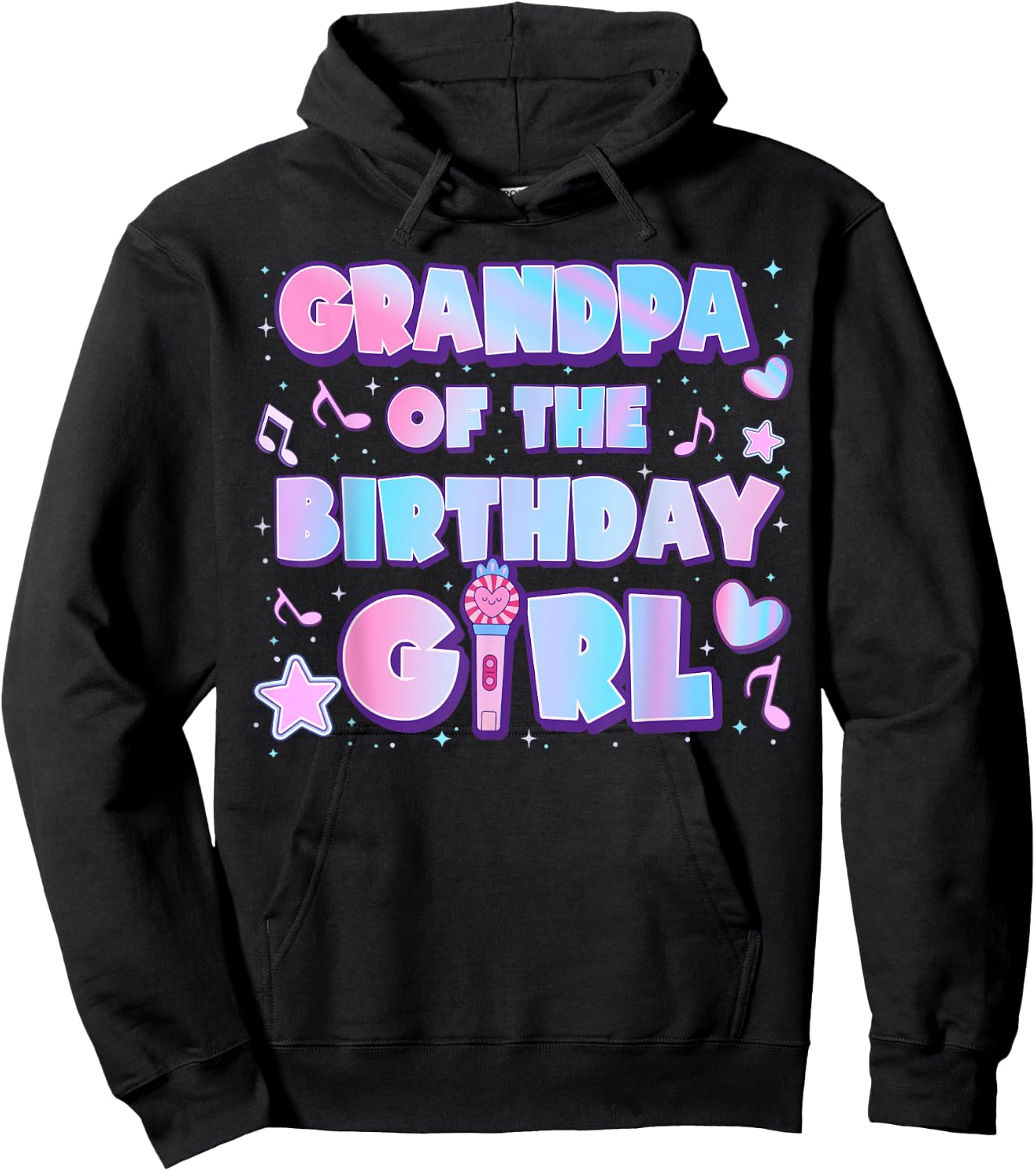 Music Lover Family Bday Party Grandpa of The Birthday Girl Hoodie - Hoodie | Black