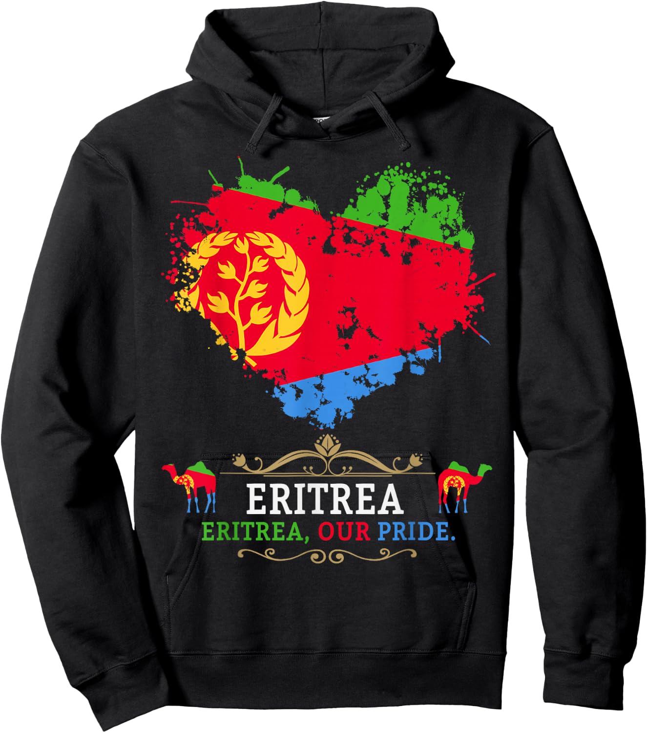 Eritrea Flag Outfit Ideas For Kids & Camel Eritrean Flag Hoodie - Hoodie | Black