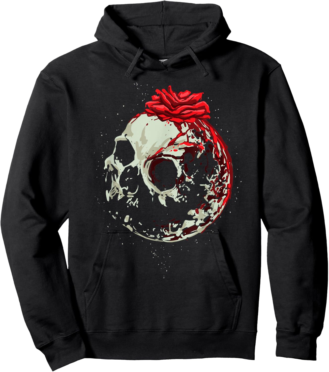 Moon, Rose & Skull shirt Great Gothic Occult Satanic Design Hoodie - Hoodie | Black