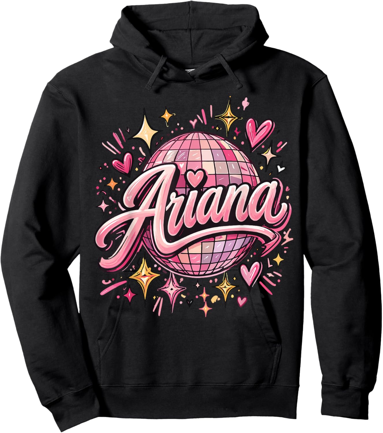 Vintage Ariana Personalized Name Ariana Pink 70's 80's Retro Hoodie - Hoodie | Black