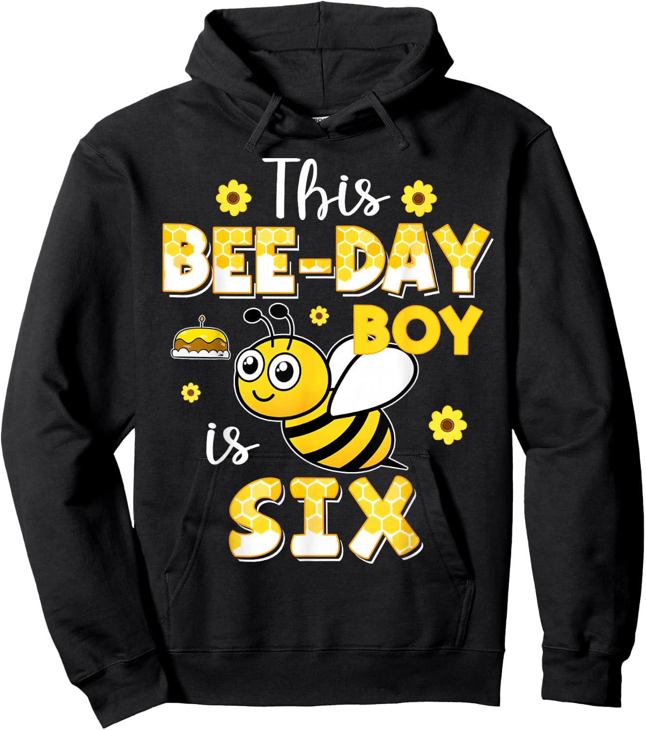 This Bee-Day Boy Is Six 6 Years Old 6th Birthday Bumble Hoodie - Hoodie | Black