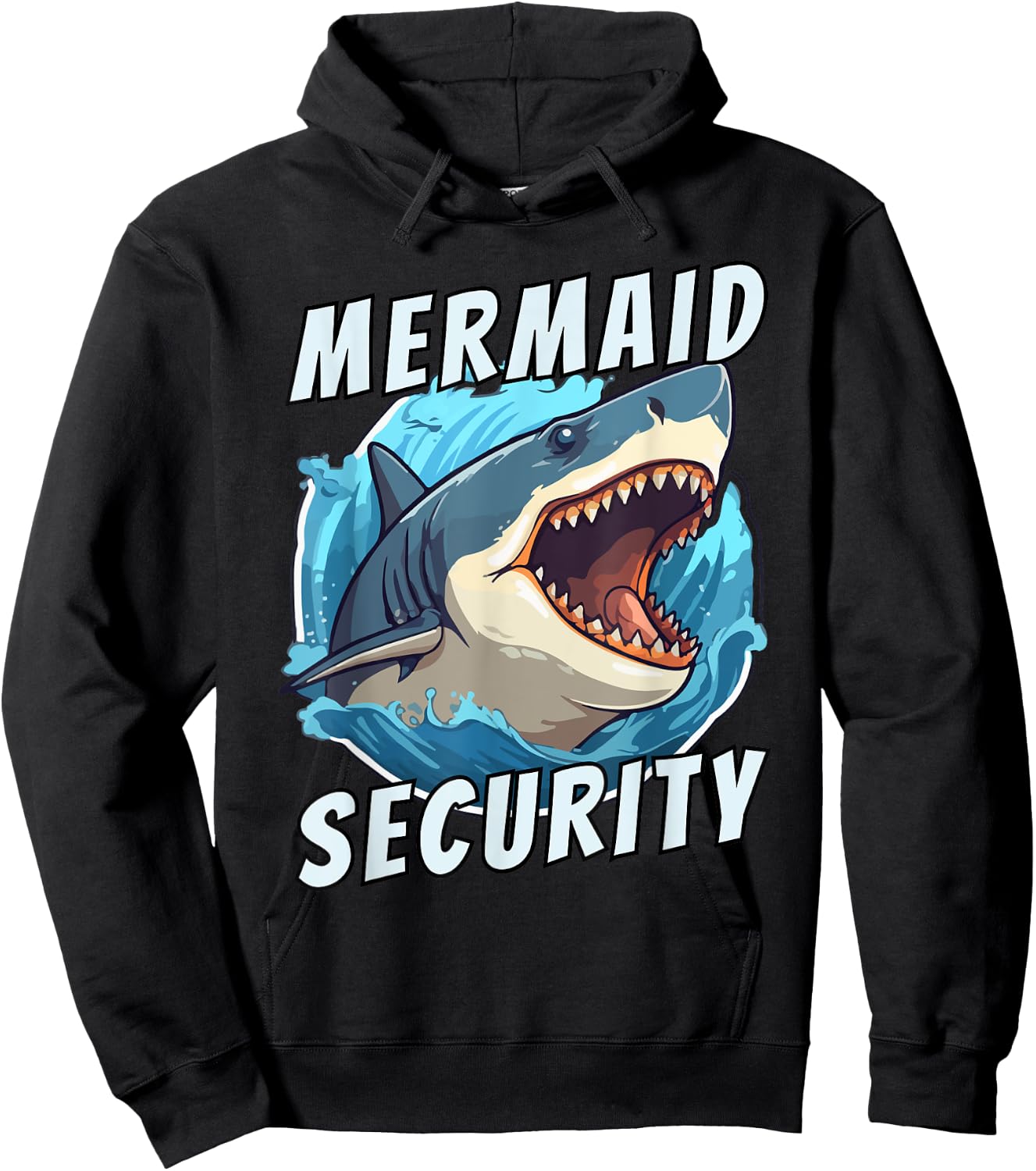 Mermaid Security Funny Dad Of The Birthday Girl Retro Shark Hoodie - Hoodie | Black