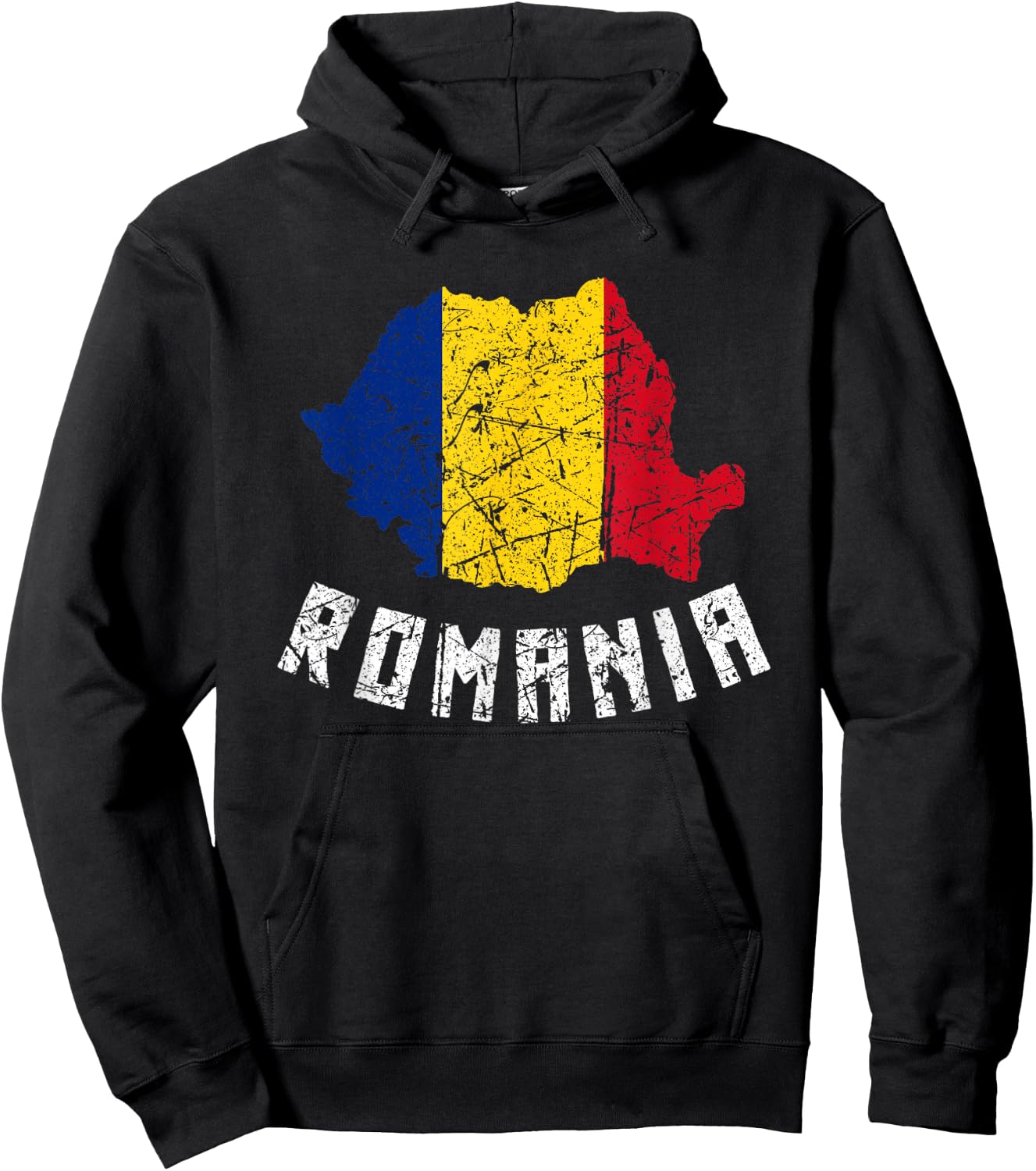 Romanian Flag Of Romania European Distressed Men Women Kids Hoodie - Hoodie | Black