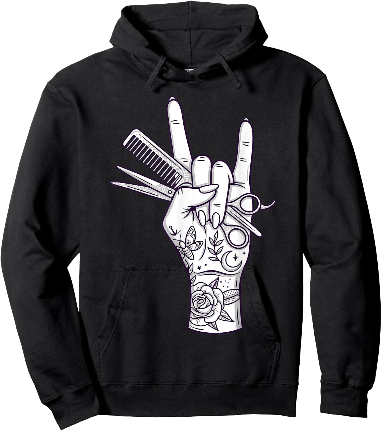 Funny Hairstylist Art Girls Mom Barber Hairdresser Hoodie - Hoodie | Black