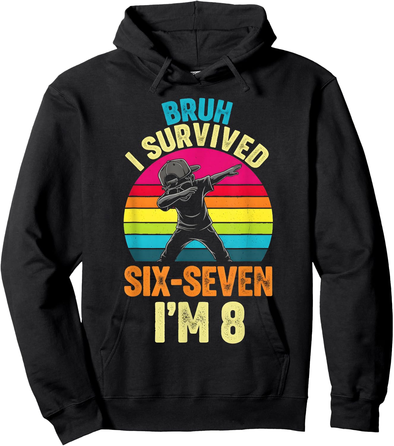 67 Meme zum 8. Geburtstag, Dabbing Six Seven Bruh, lustige Jungen, Kinder Hoodie - Hoodie | Black