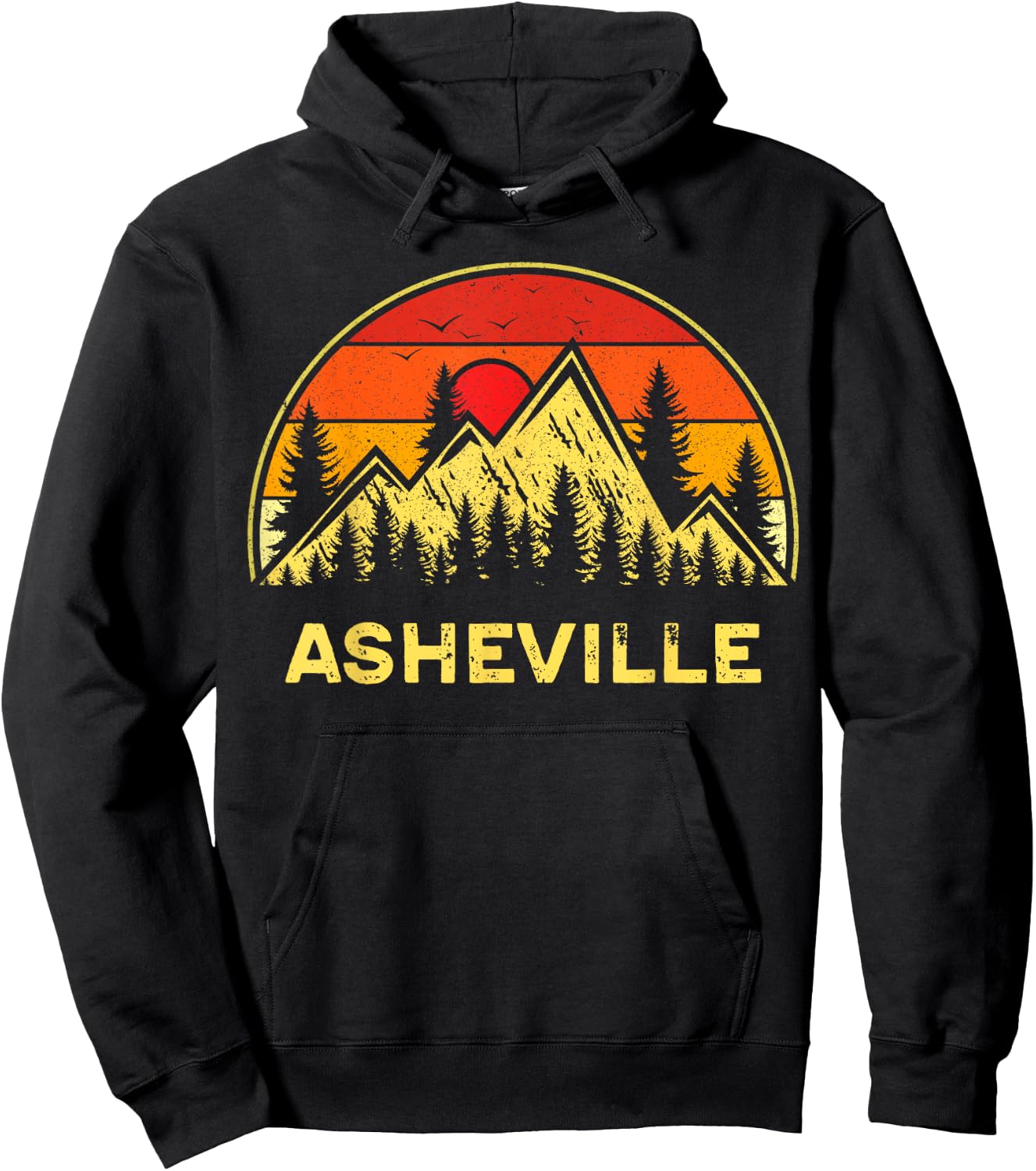 Retro Asheville North Carolina NC Mountains Hiking Souvenir Hoodie - Hoodie | Black