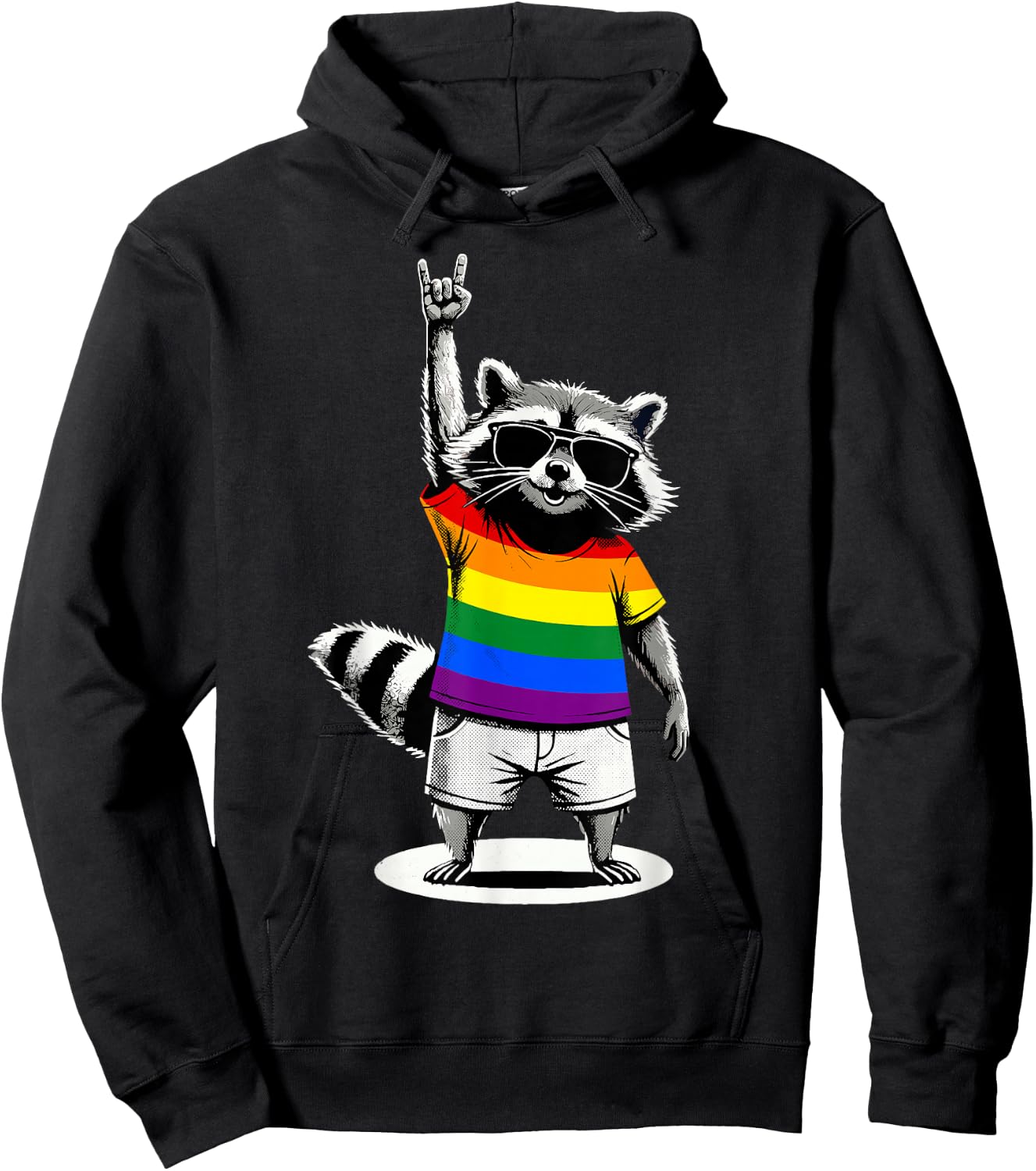 Raccoon LGBTQ Pride Month Hoodie - Hoodie | Black