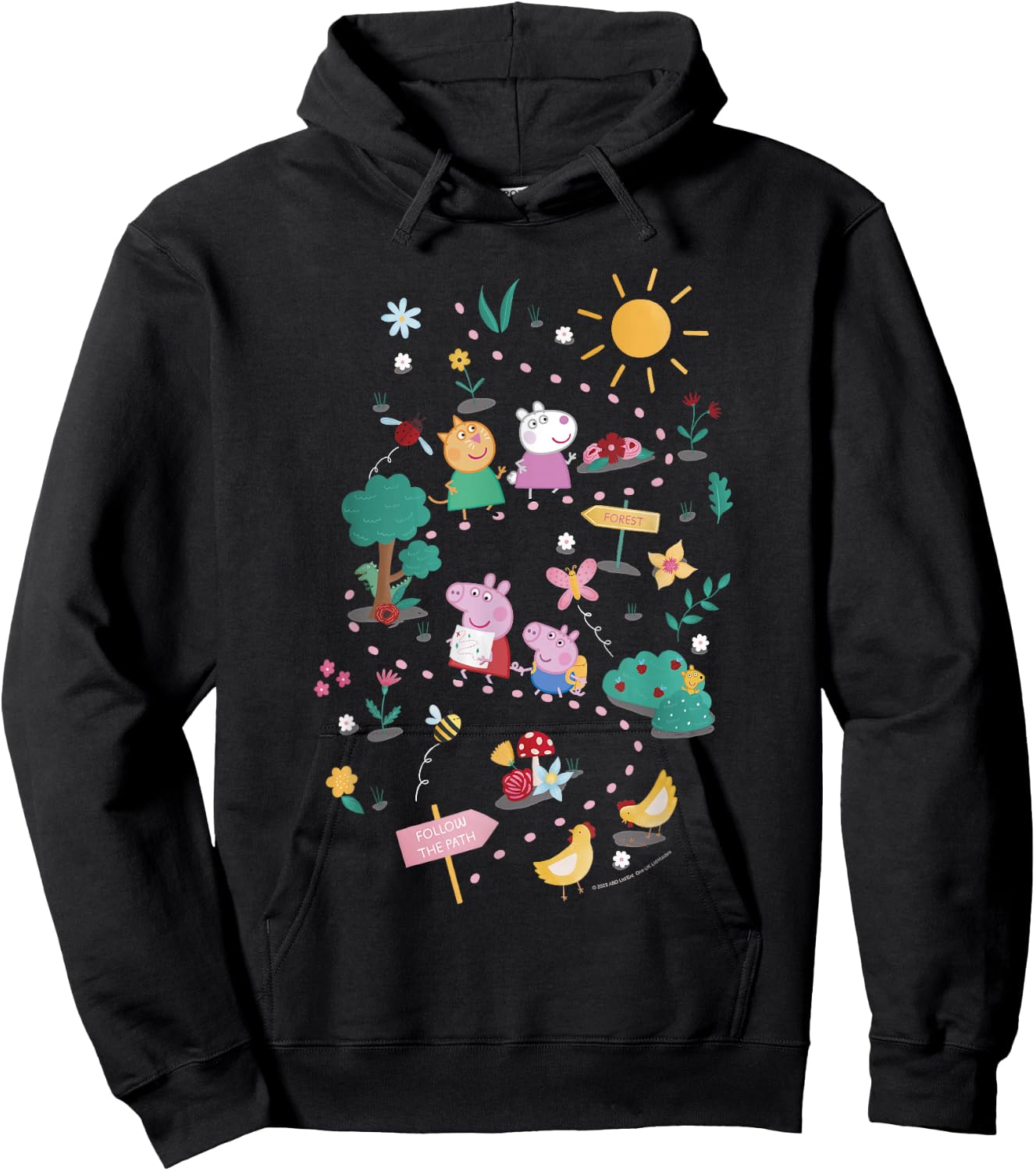 Peppa Pig Follow The Path To The Forest Group Shot Hoodie - Hoodie | Black