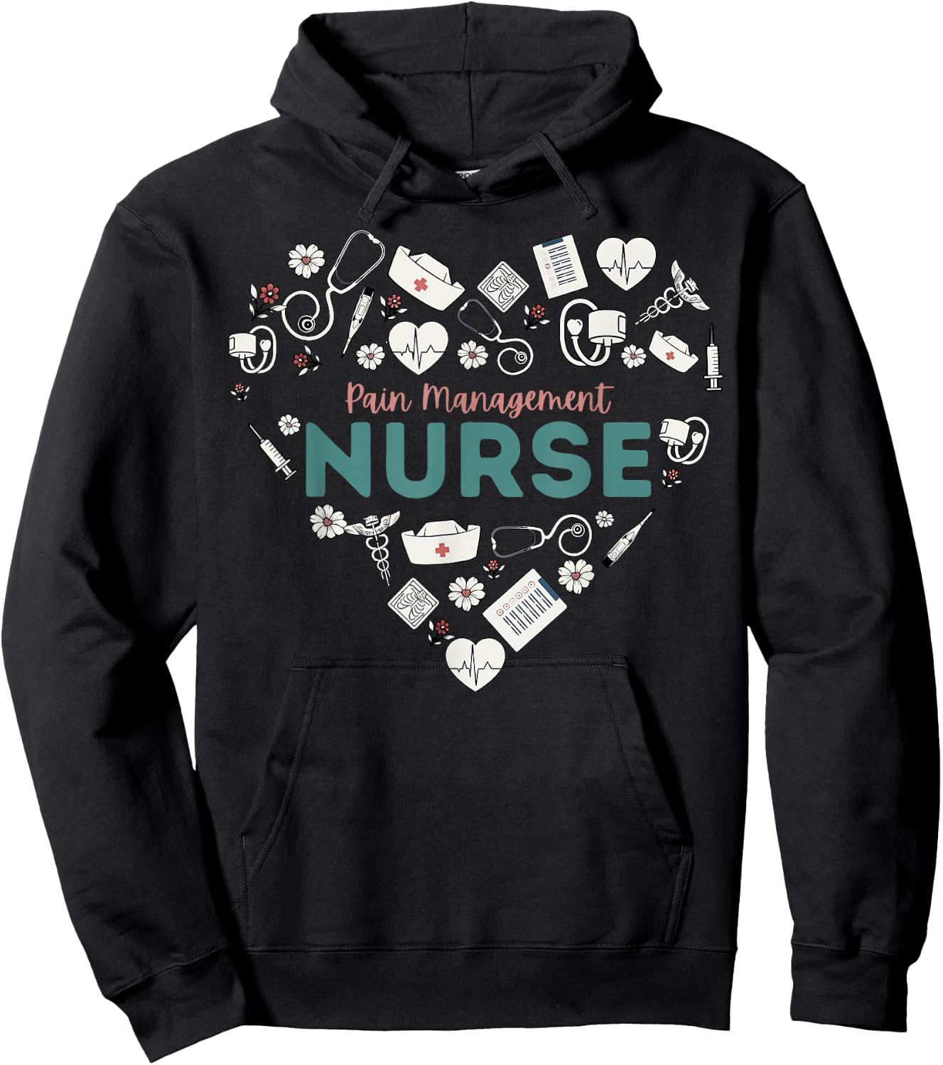 Retro Pain Management Nurse Heart Nursing Student School Hoodie - Hoodie | Black