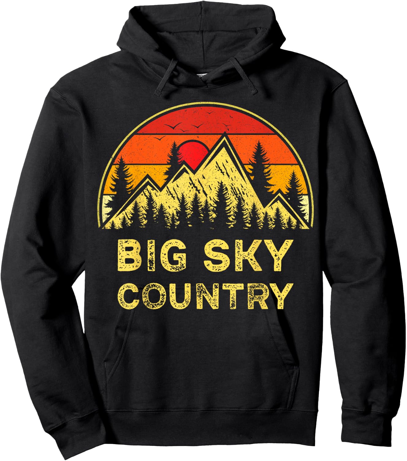 Vintage Big Sky Country Montana MT Mountains Hiking Souvenir Hoodie - Hoodie | Black
