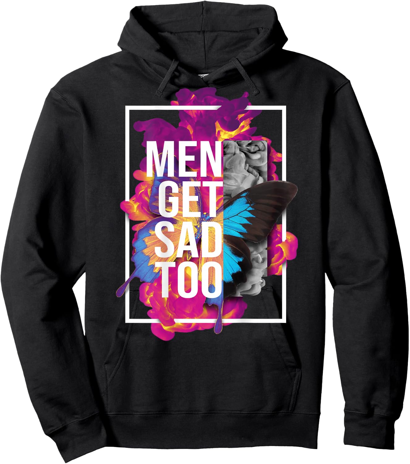 Backprint Vintage Men get sad too Hoodie - Hoodie | Black