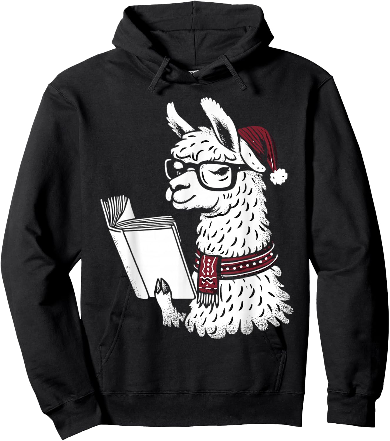 Just A Girl Who Loves Llamas & Books Santa Christmas Pajama Hoodie - Hoodie | Black