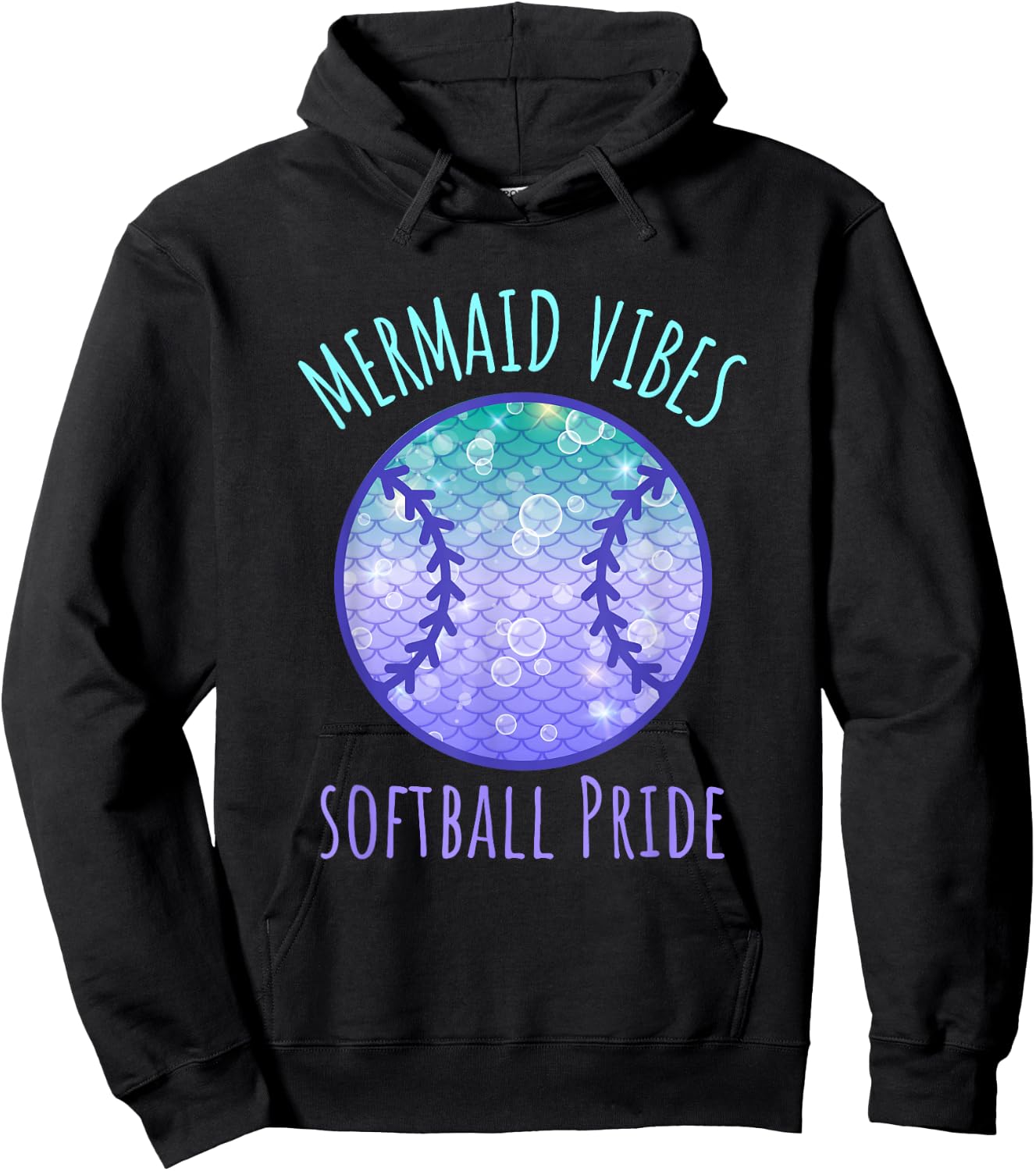 Softball Girl Mermaid Vibes Matching Team Hoodie - Hoodie | Black