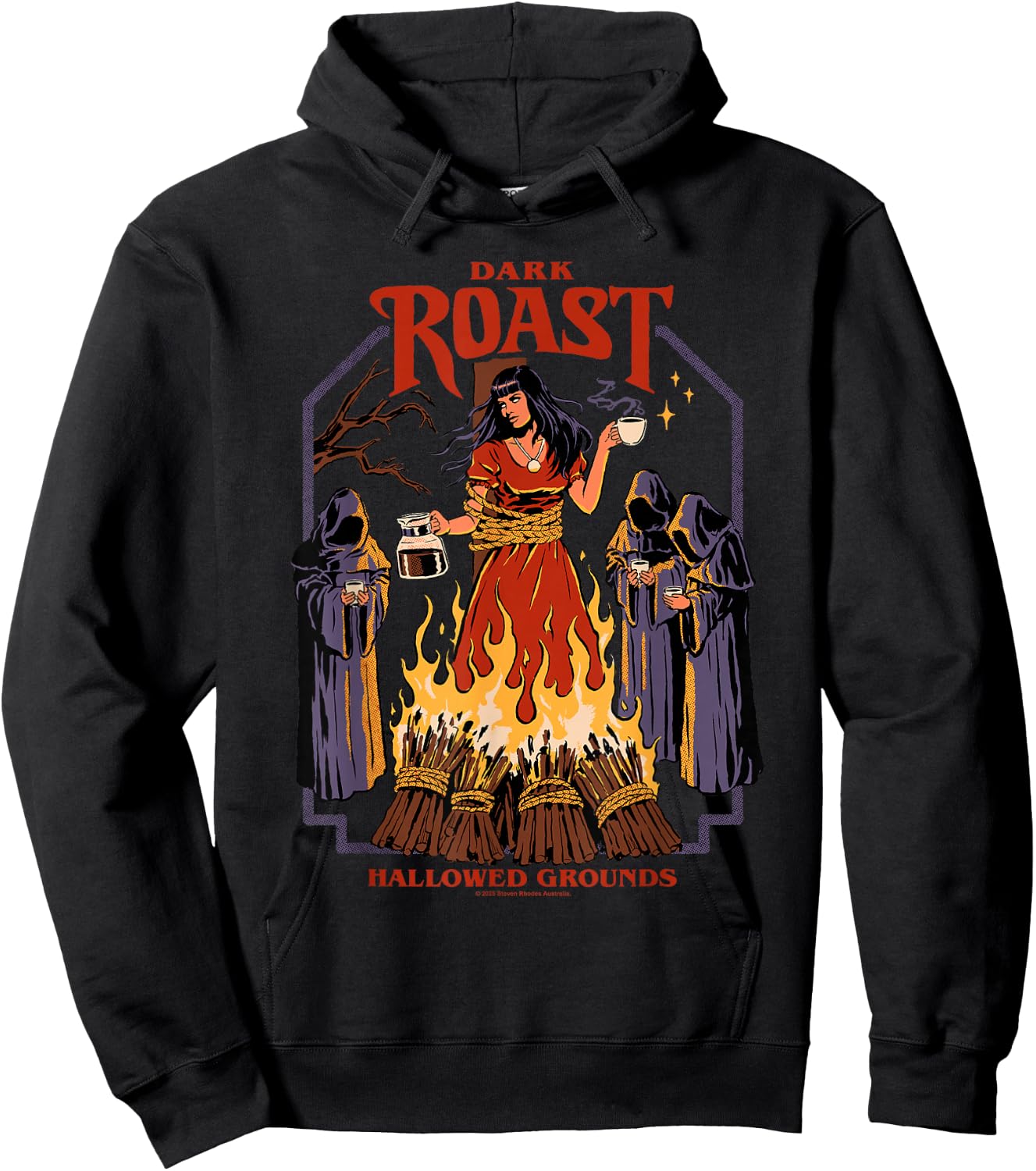 Dark Roast Coffee Witch Occult Retro Funny Adult Humor Hoodie - Hoodie | Black