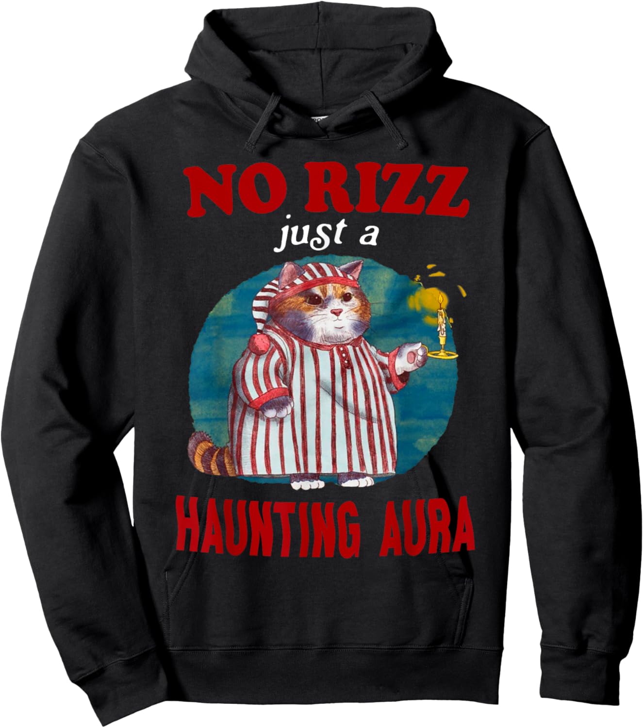 Retro Vintage No Rizz Just A Haunting Aura Funny Cat Meme Women Hoodie - Hoodie | Black