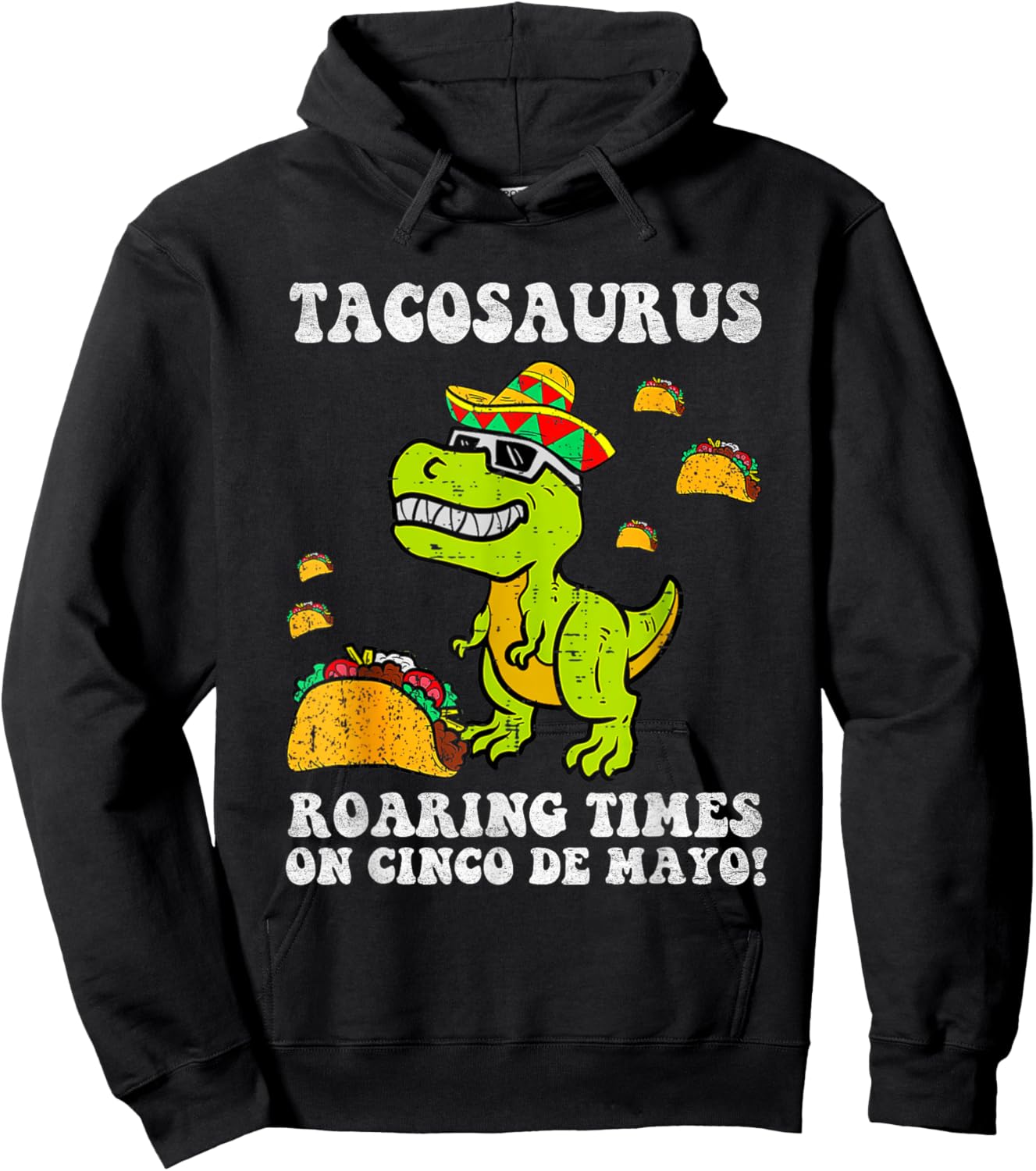 Tacosaurs Cinco De Mayo Dinosaur Taco Mexican Kids Boys Hoodie - Hoodie | Black