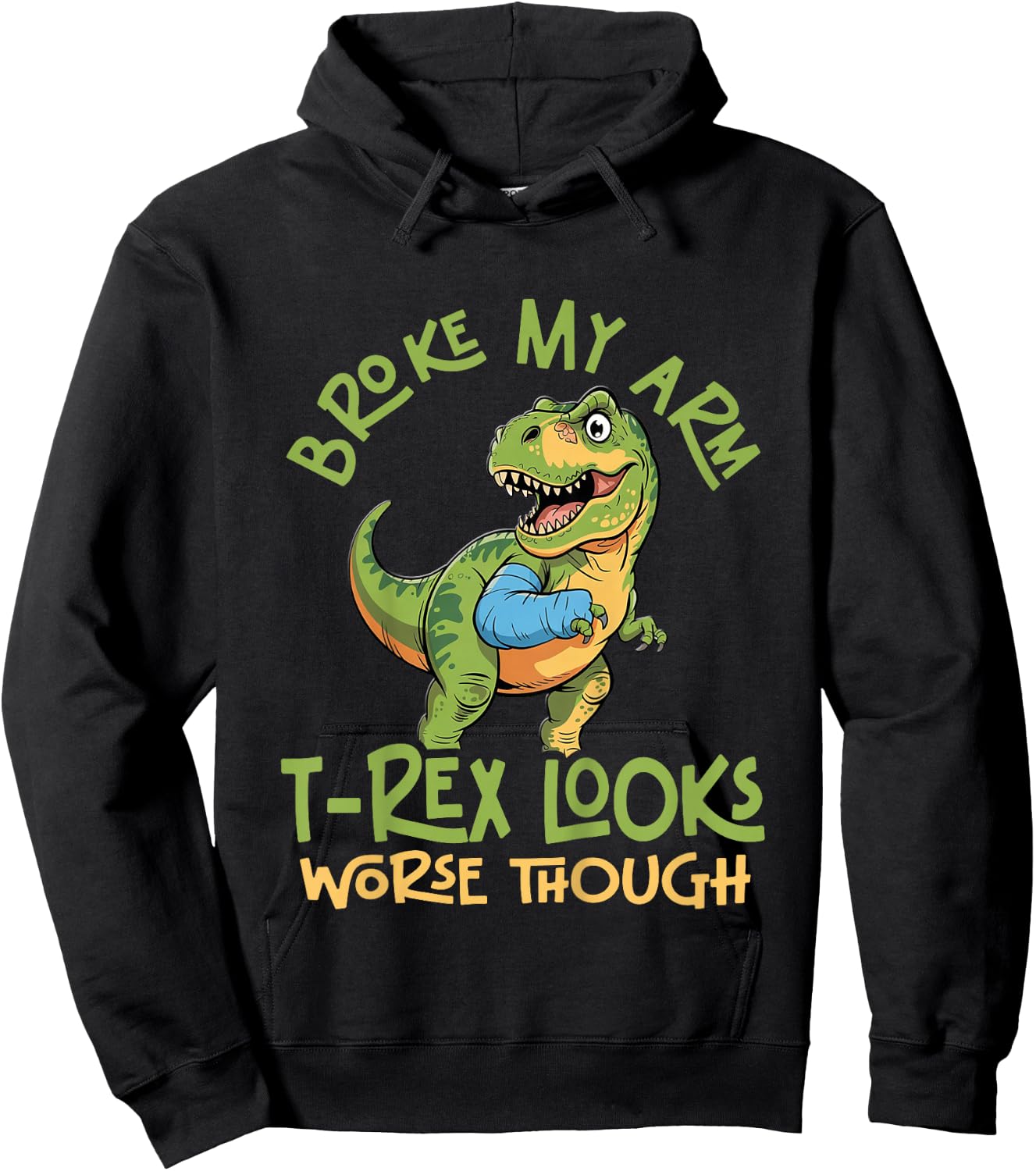 Kids Kid's "I Broke An Arm But The T-Rex Looks Worse" - T-Rex Hoodie - Hoodie | Black