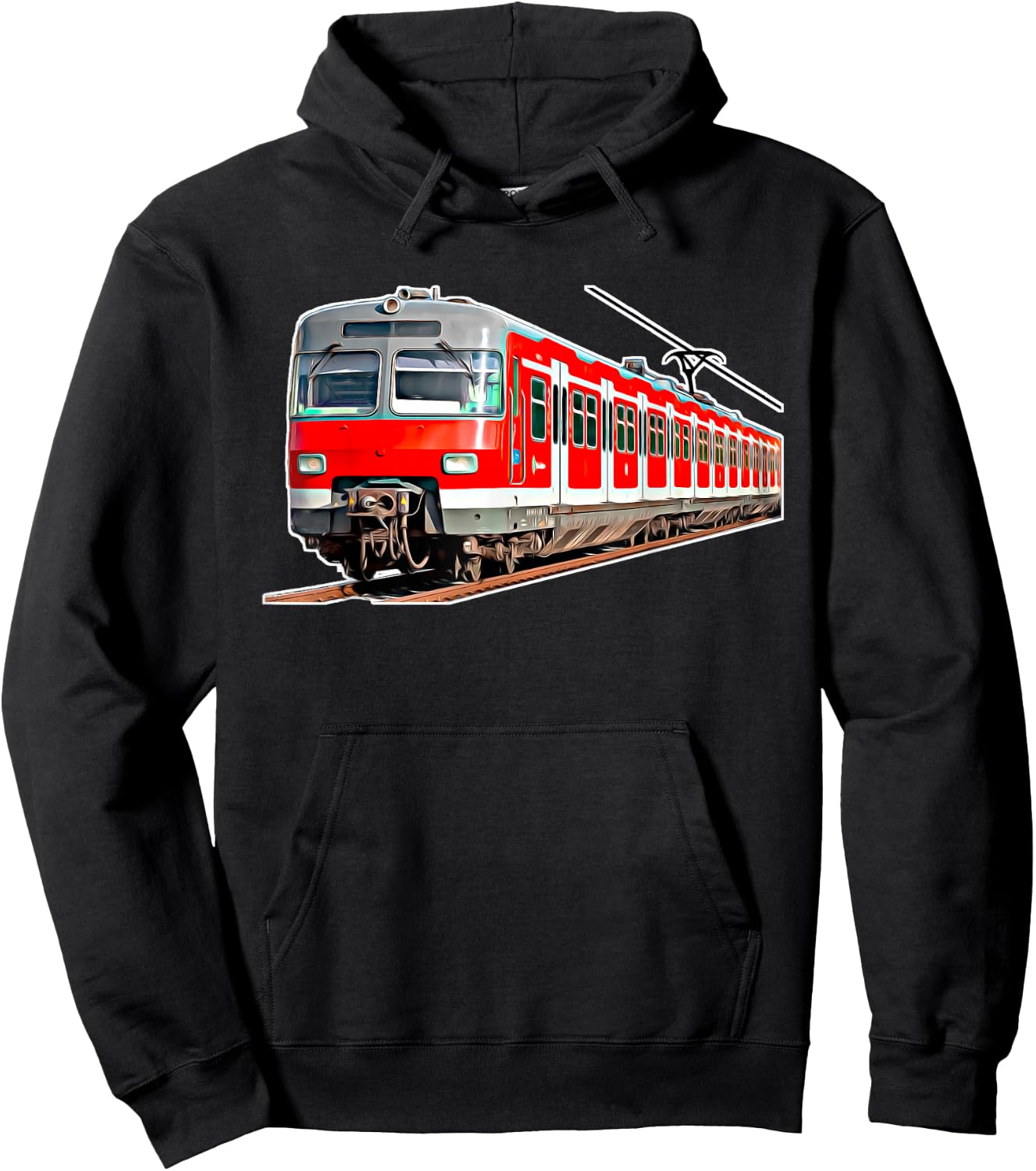 with German Text "Driftzug Bahn Railenverkehr" ("Travel Train Railway"), black Hoodie - Hoodie | Black