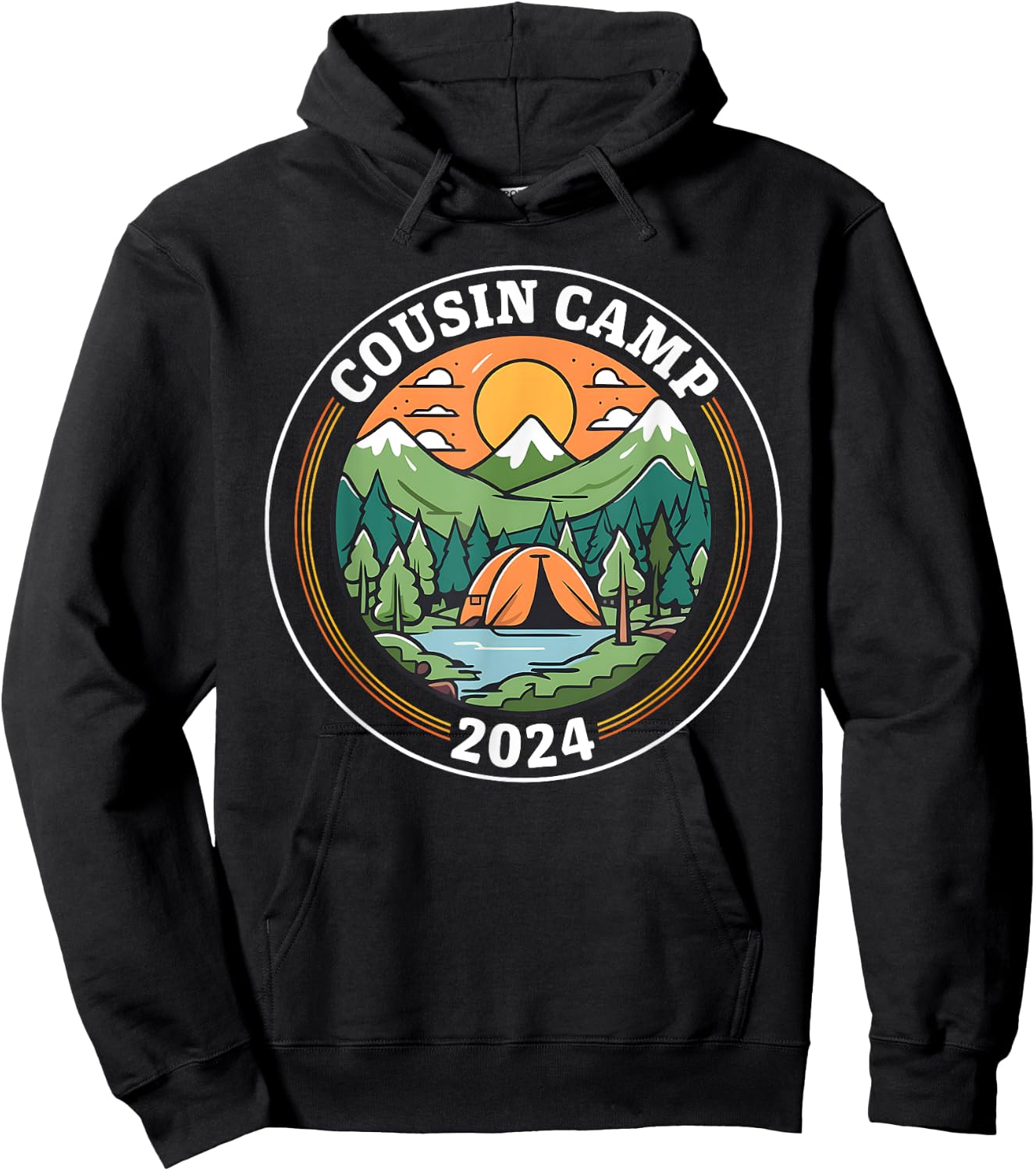 Cousin Camp 2024 Camping Family Summer Vacation Cousin Crew Women Girls Kids Hoodie - Hoodie | Black