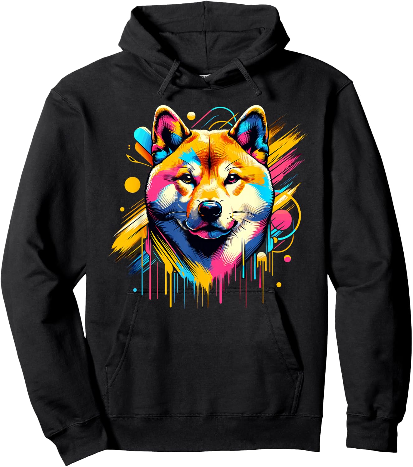 Splash Art Japanese Shiba Inu , Black, S Hoodie - Hoodie | Black