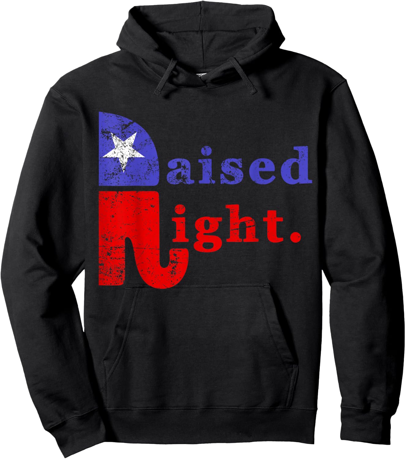 Raised Right Republican Elephant Retro Style Distressed Hoodie - Hoodie | Black
