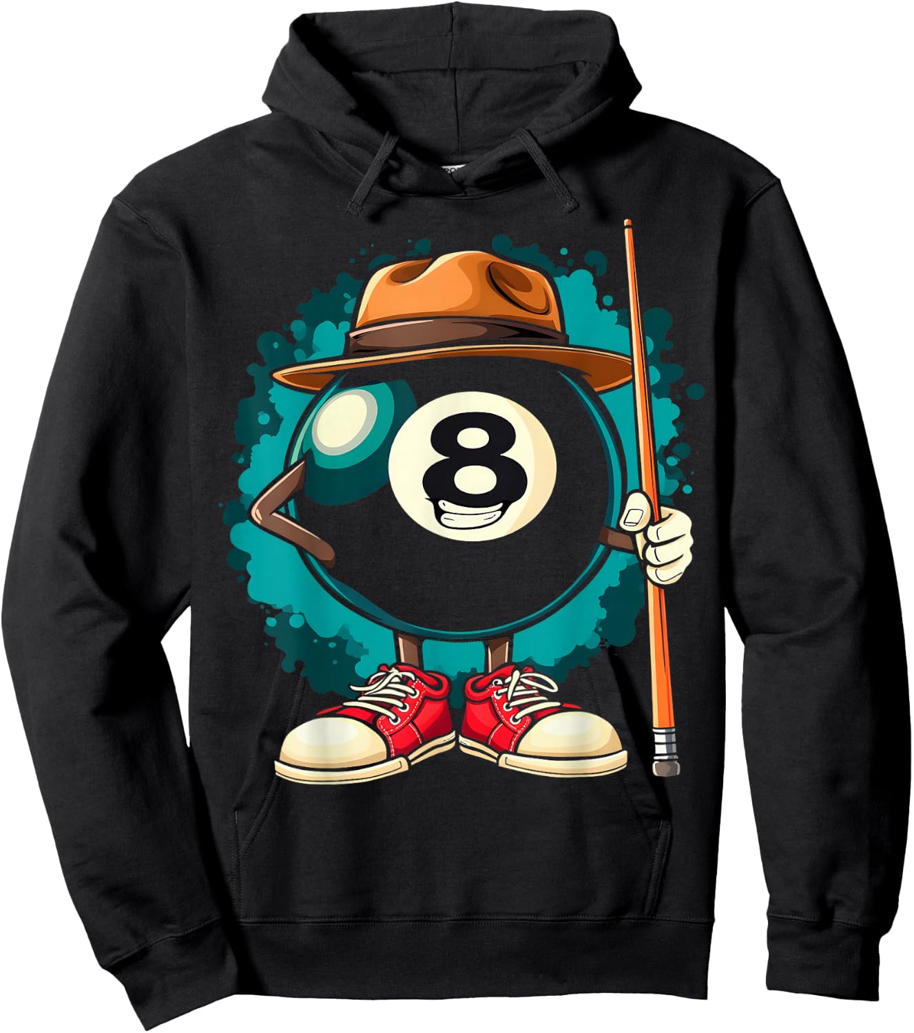 Cool 8 Ball Character Funny Billiards Hoodie - Hoodie | Black