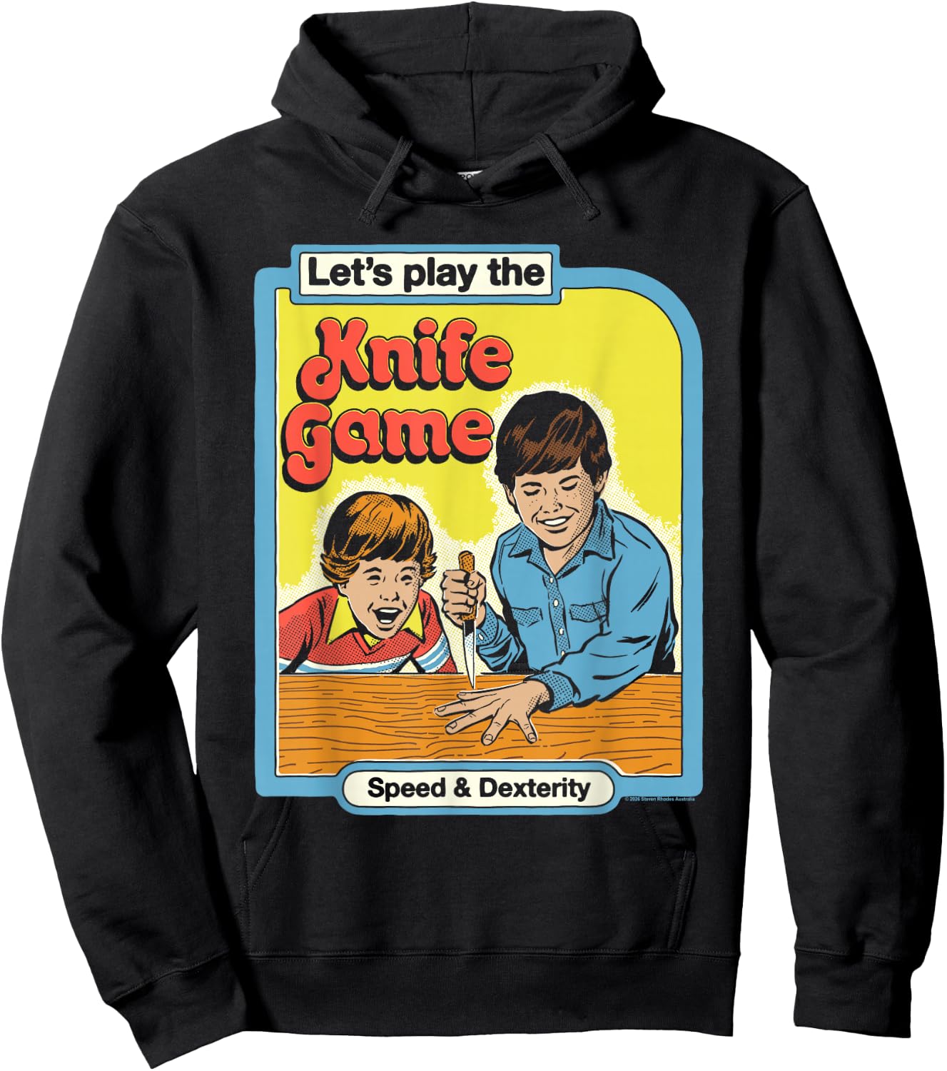 Steven Rhodes Let's Play the Knife Game Retro Dark Humor Hoodie - Hoodie | Black