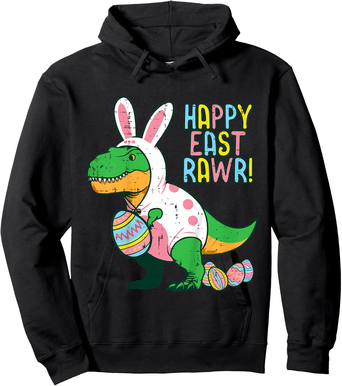 Kids Easter Dino Happy East Rawr Trex Toddler Boys Kids Youth Hoodie - Hoodie | Black