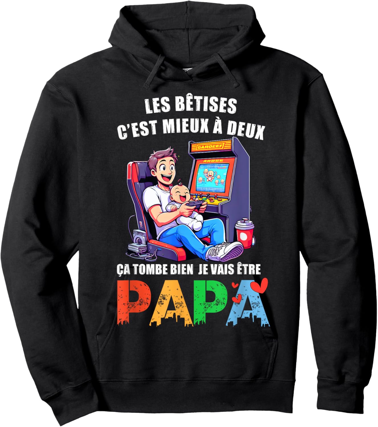 Man Dad 2025 Announcement Pregnancy Original Humor Future Dad Gamer , Black, S Hoodie - Hoodie | Black