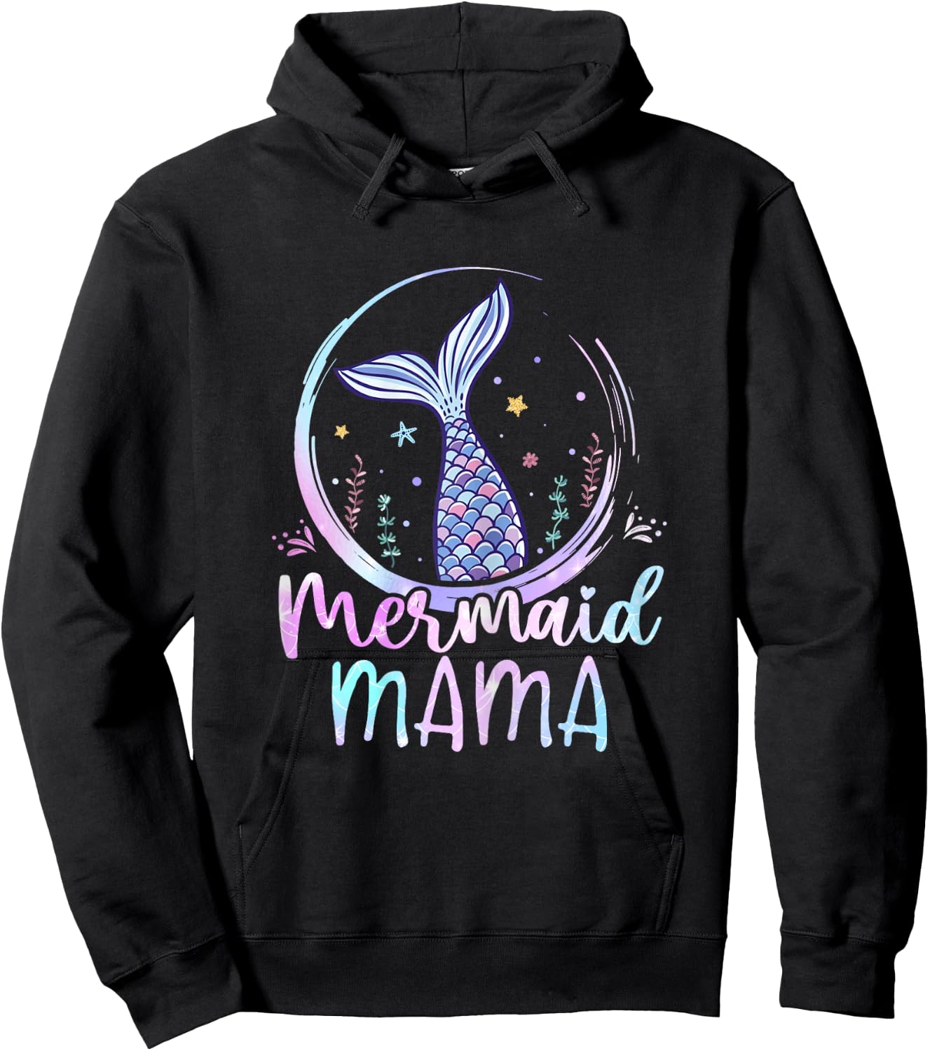 Mermaid Mama - Birthday Mermaid Girl Beach Tail Hoodie - Hoodie | Black