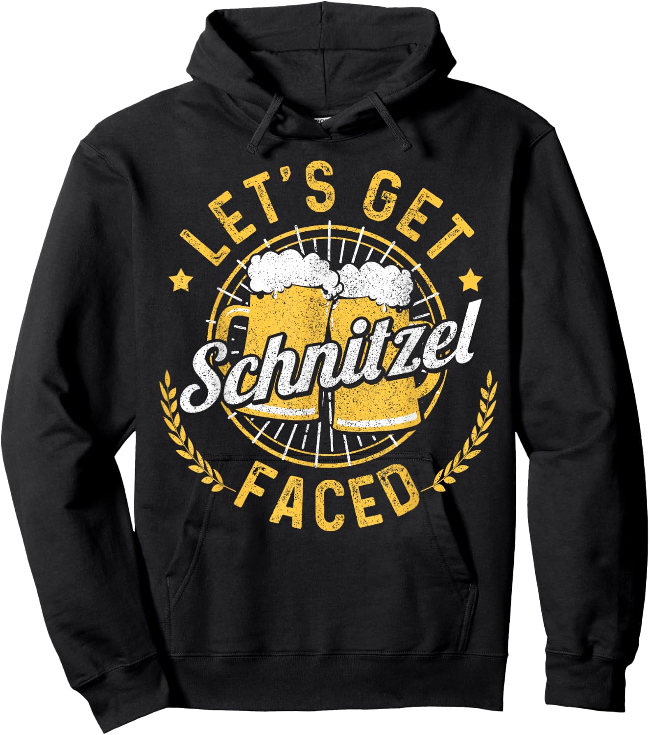 Let's Get Schnitzel Faced Oktoberfest German Funny Gift Hoodie - Hoodie | Black