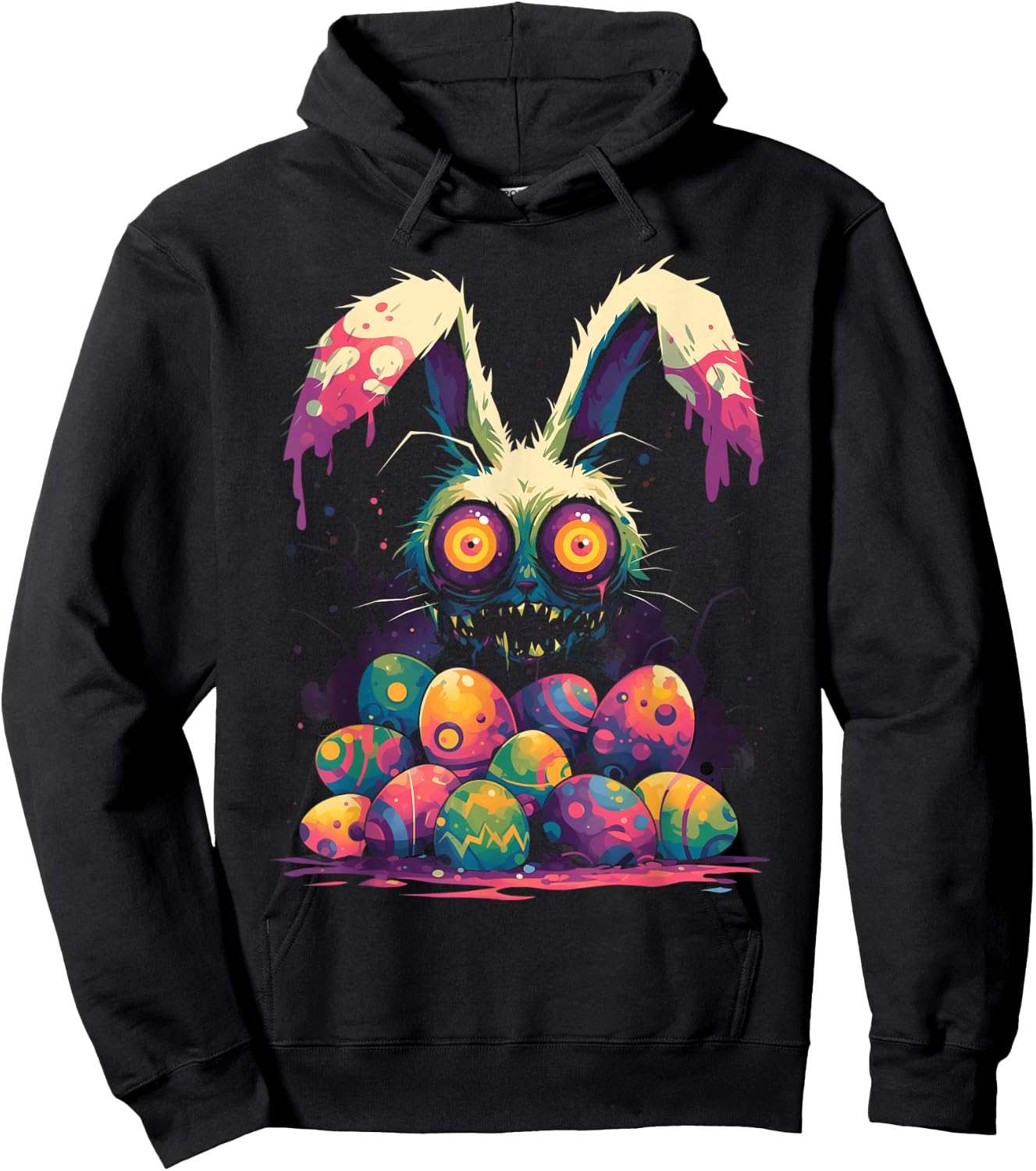 Horror Easter Bunny Egg Hunt Creepy Cute Goth Alt Aesthetic Hoodie - Hoodie | Black