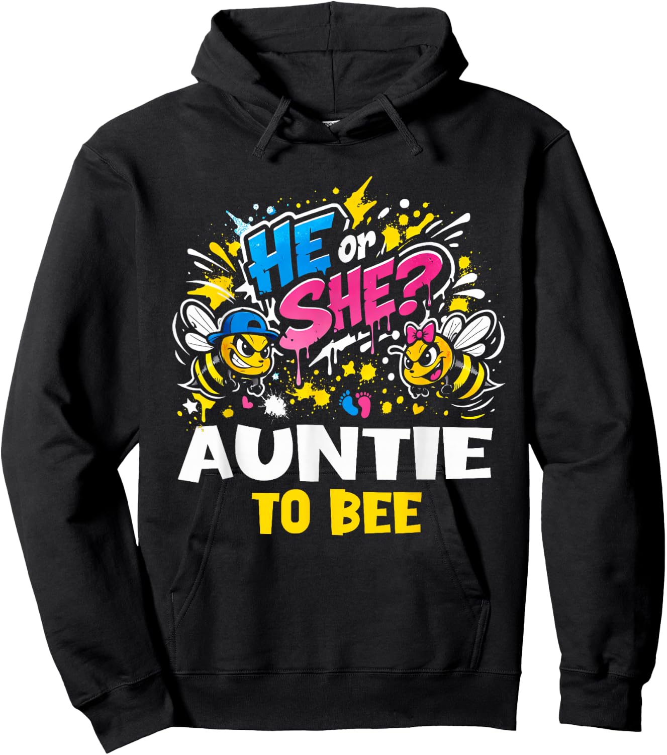 He Or She Auntie to Bee Gender Reveal Baby Hoodie - Hoodie | Black