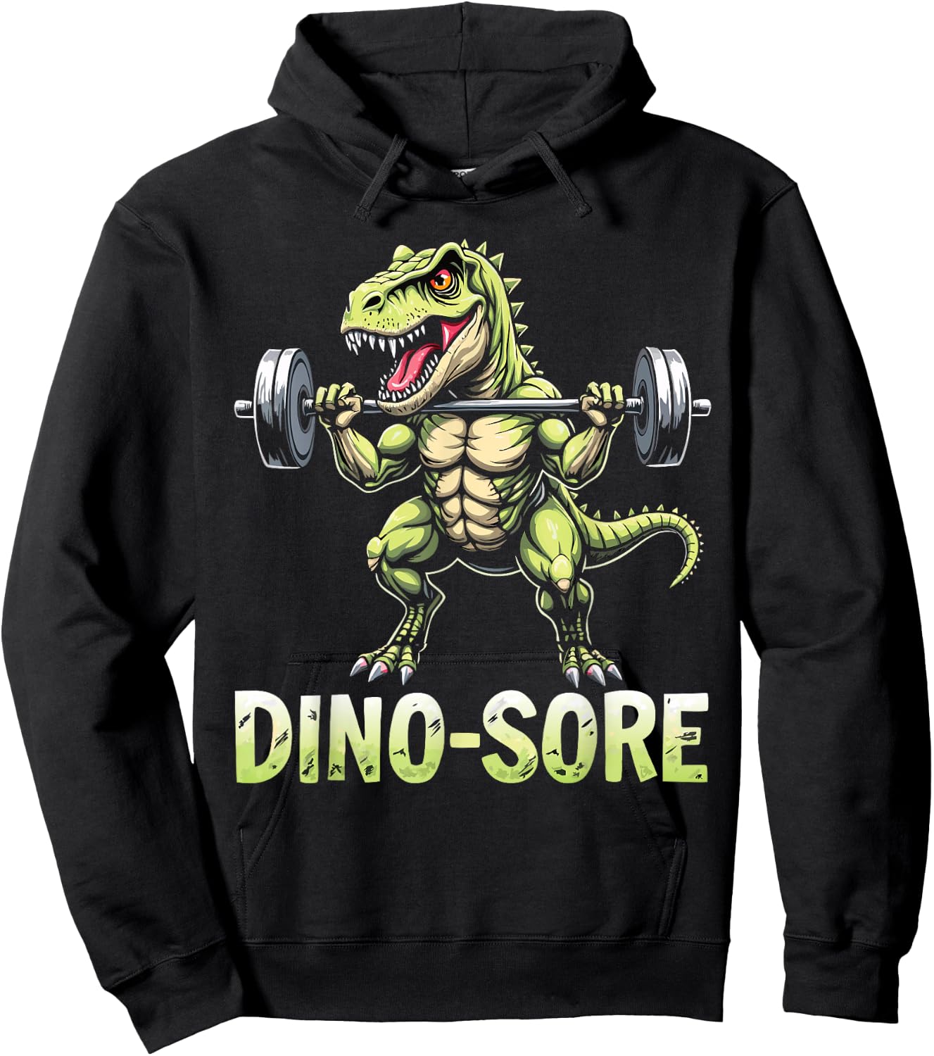 Funny Dino Saur Sore Gym Workout Weights Fitness Kids Adults Hoodie - Hoodie | Black