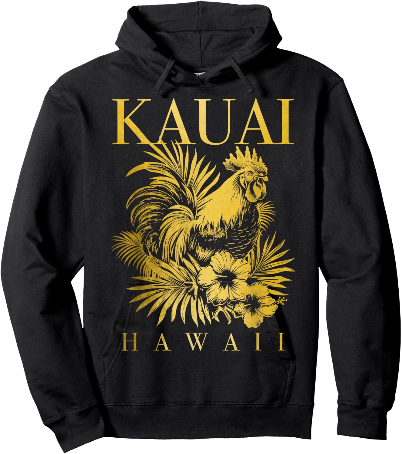 Kauai Hawaii Chicken Hawaiian Hibiscus Flowers Vintage Hoodie - Hoodie | Black